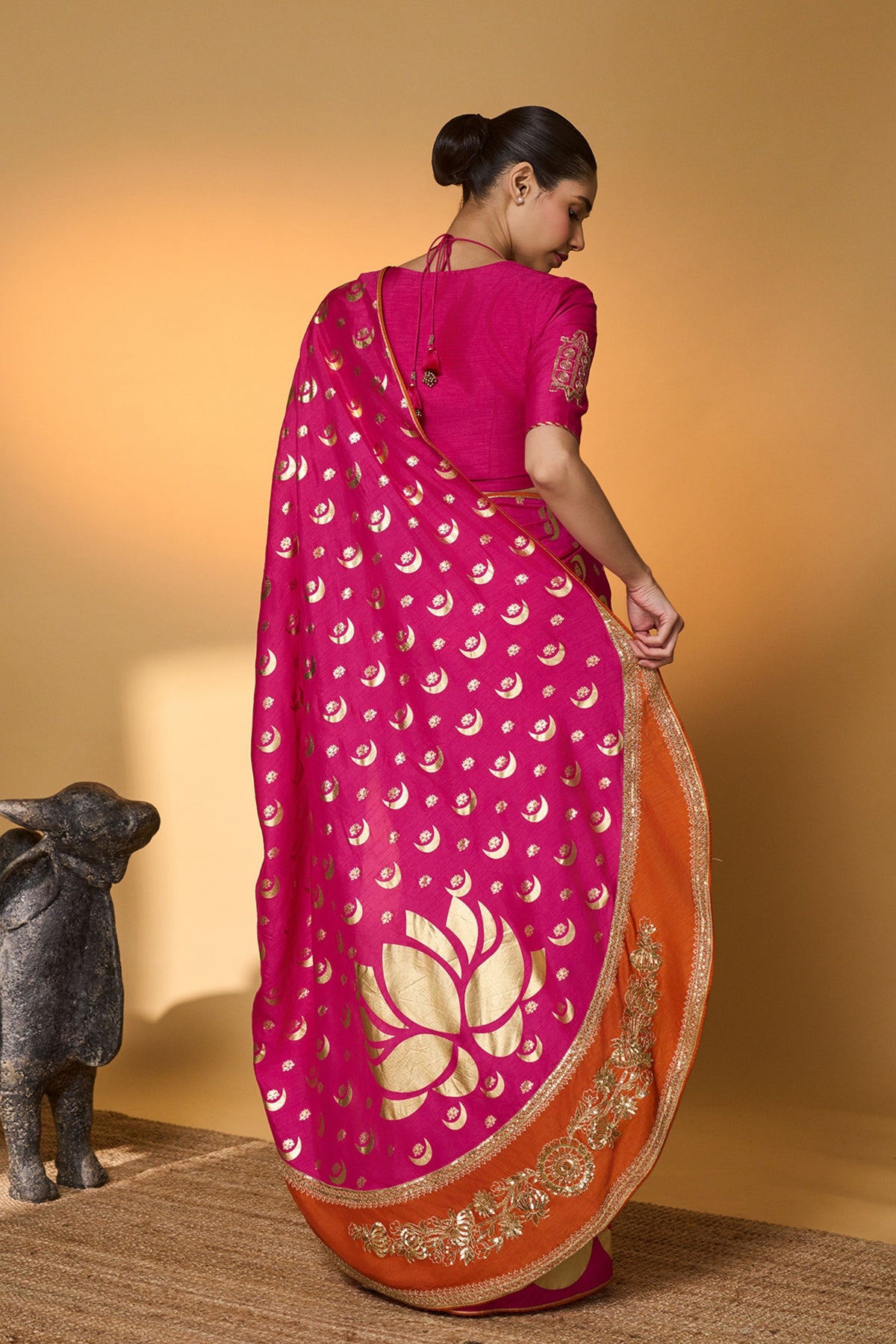 Rani Pink Chand Phool Saree