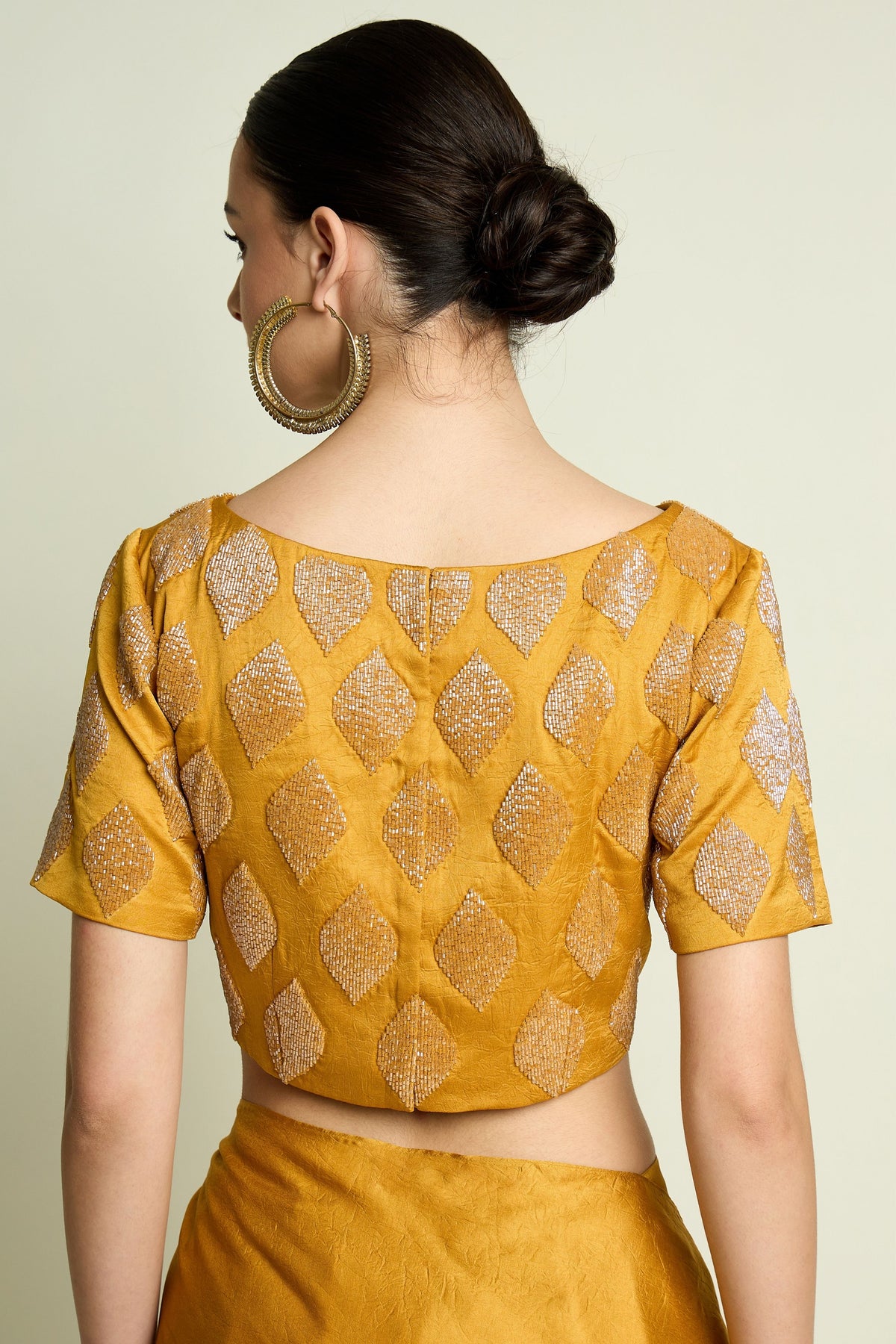Yellow Leaf Embellished Blouse