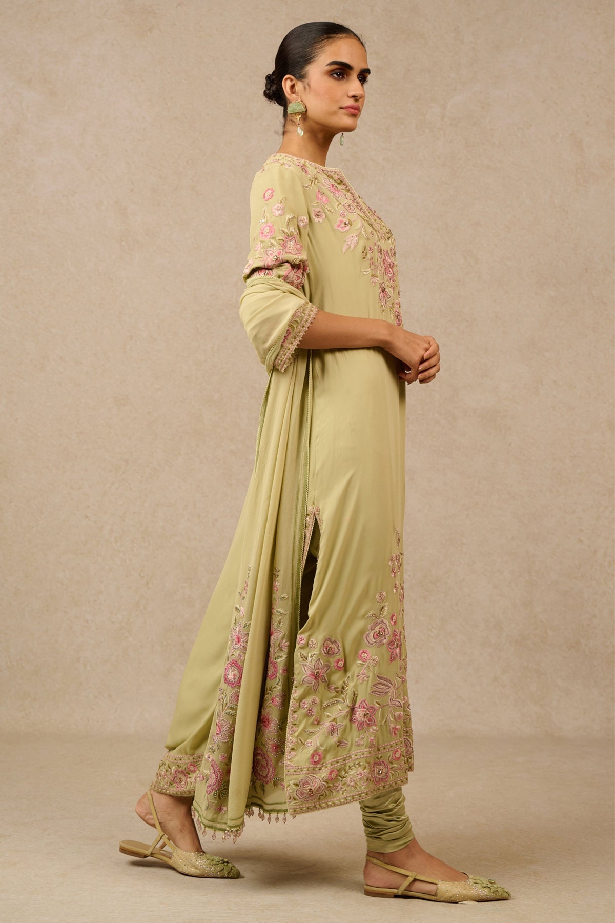 Mint Georgette Straight Kurta