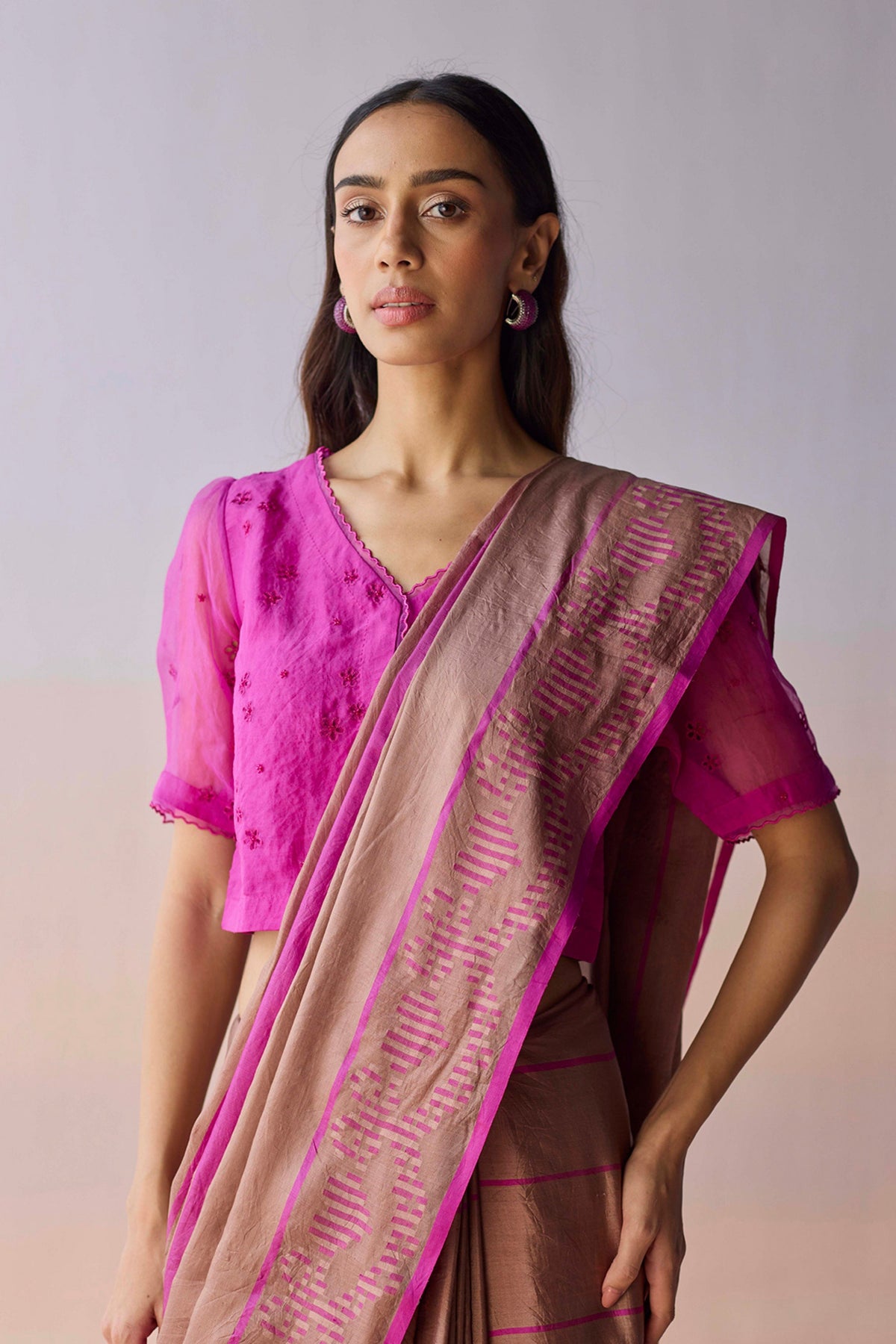Blush Horizon Jamdani Saree
