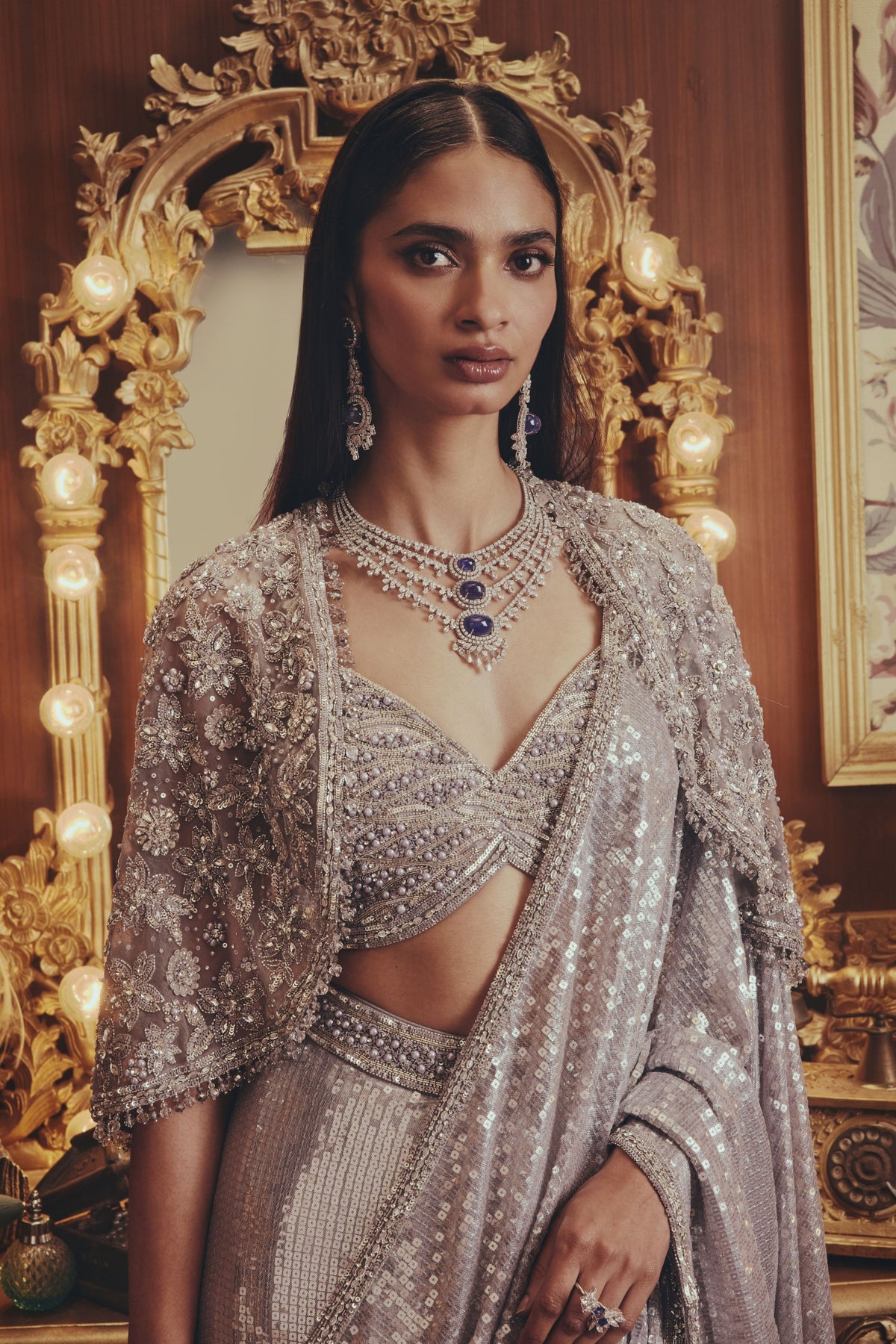 Ada Grey Draped Saree Set