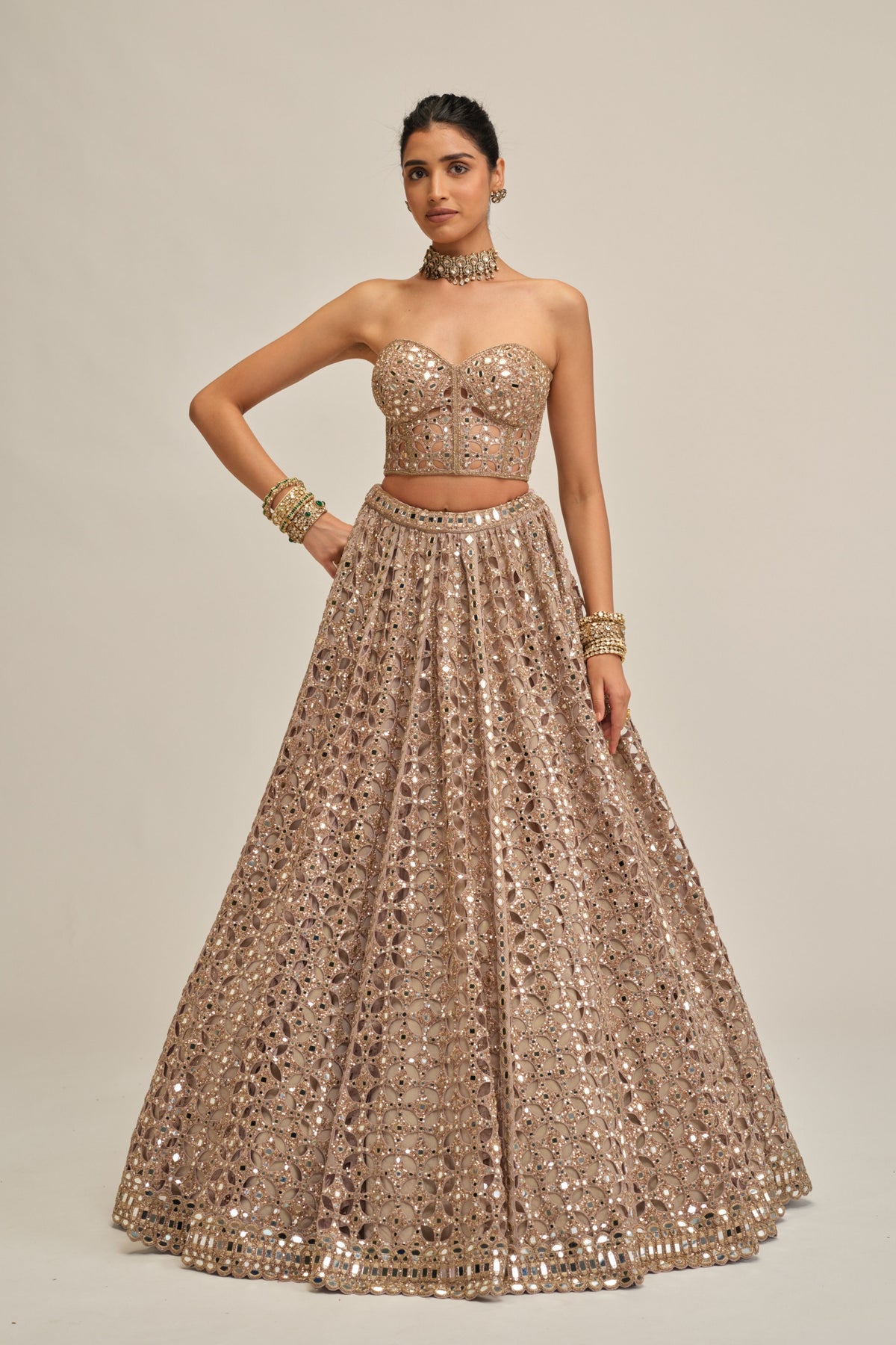 Ash Cutwork Lehenga Set