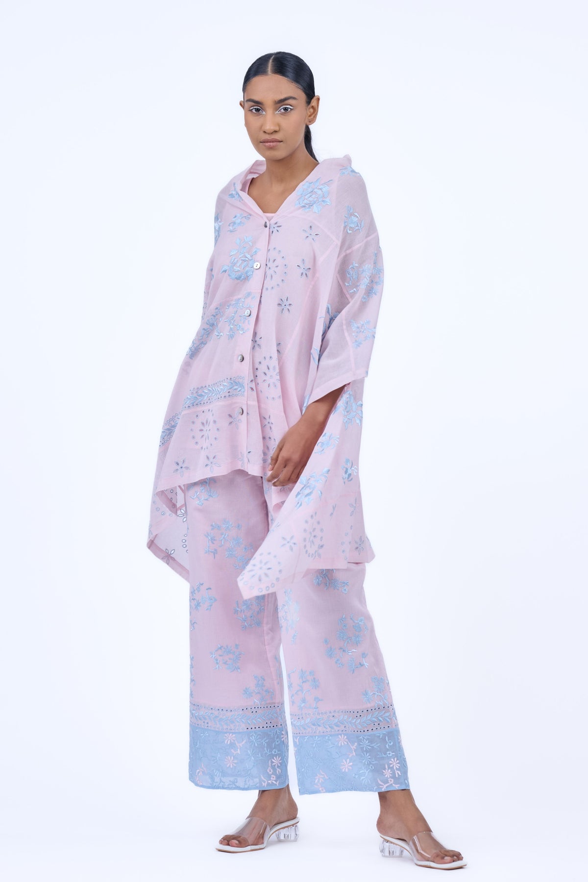 Pink Threadwork Cotton Pants