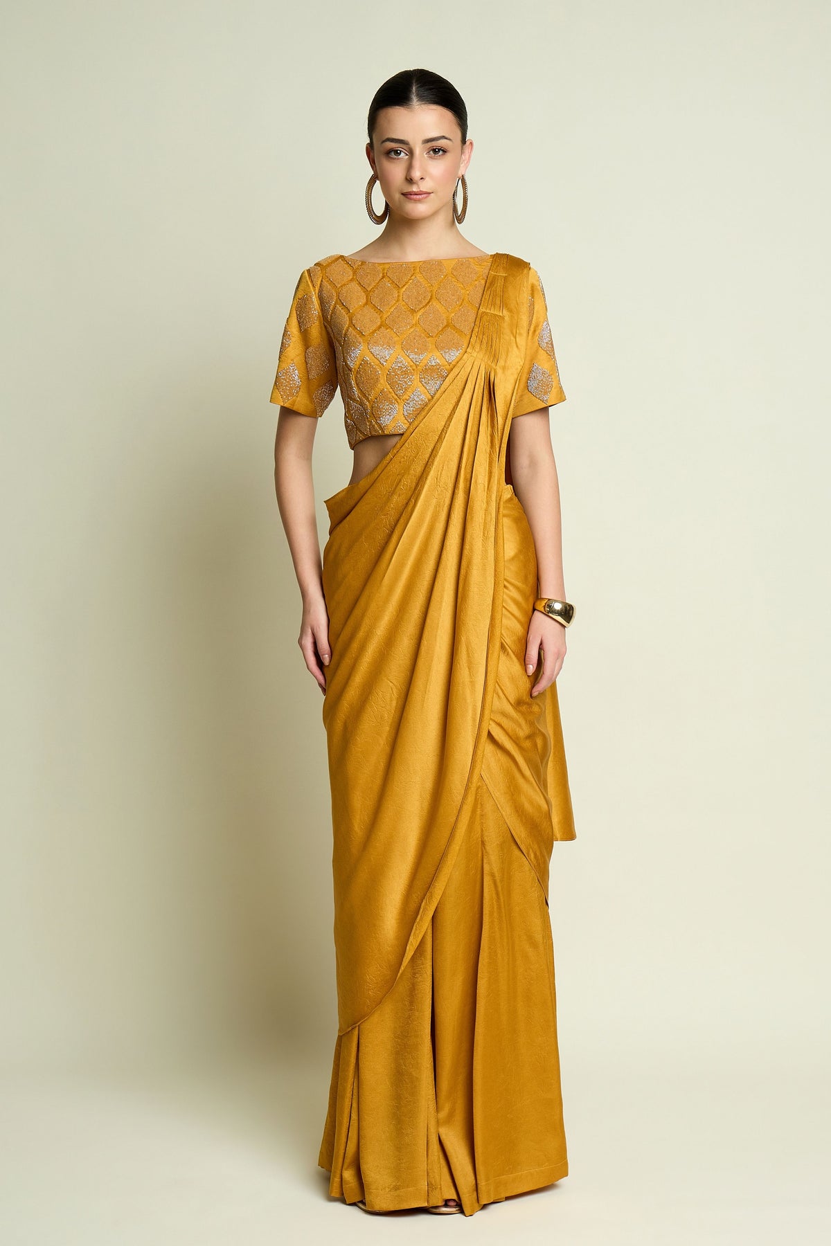 Yellow Leaf Embellished Blouse