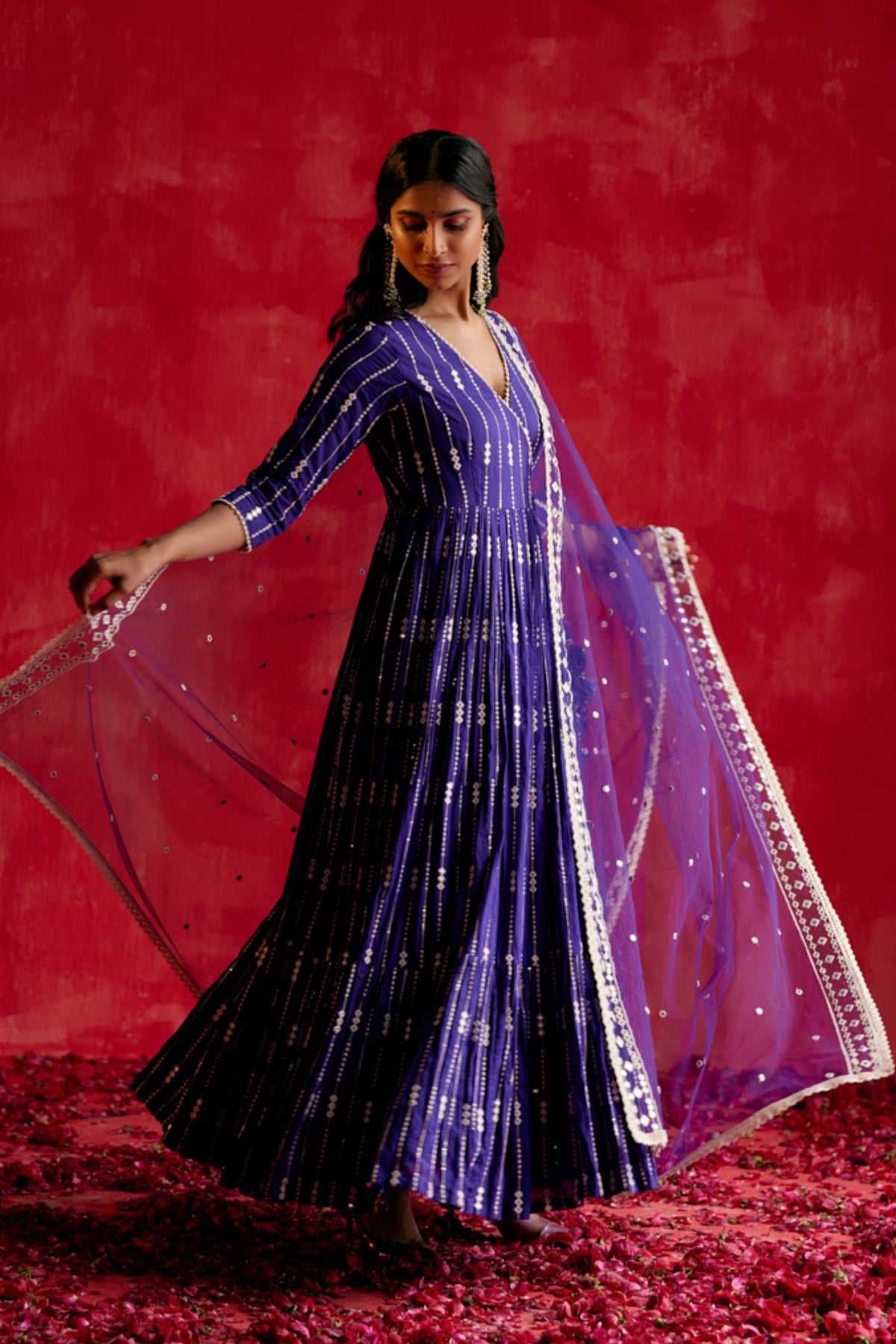 Purple Three Diamond  Anarkali Set