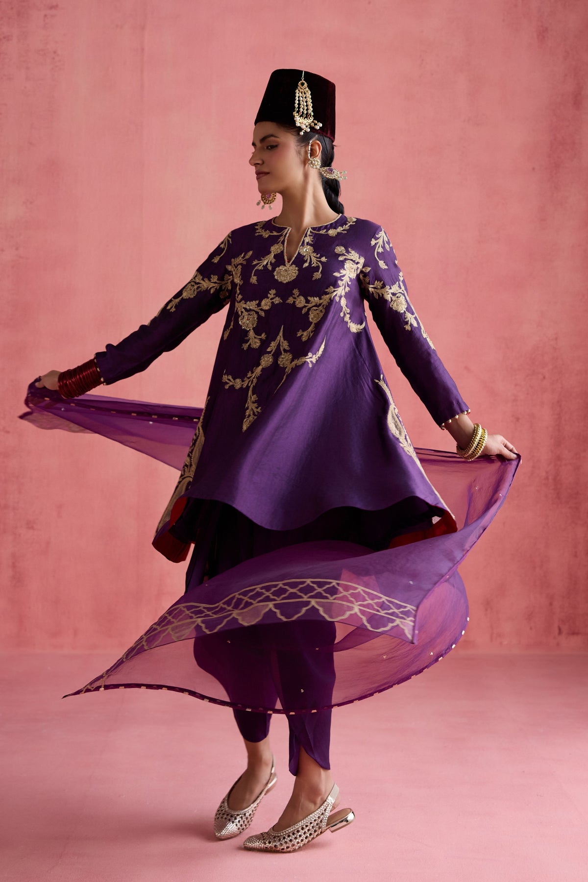 Nargis Purple Dhoti Set