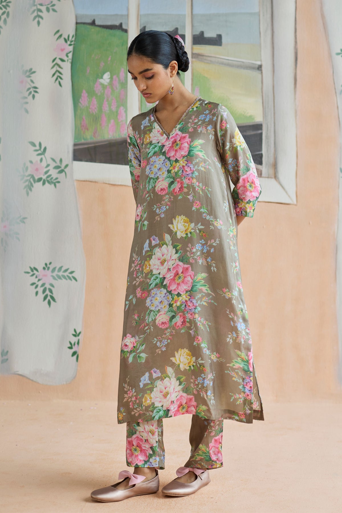 Mocha Long Kurta Set