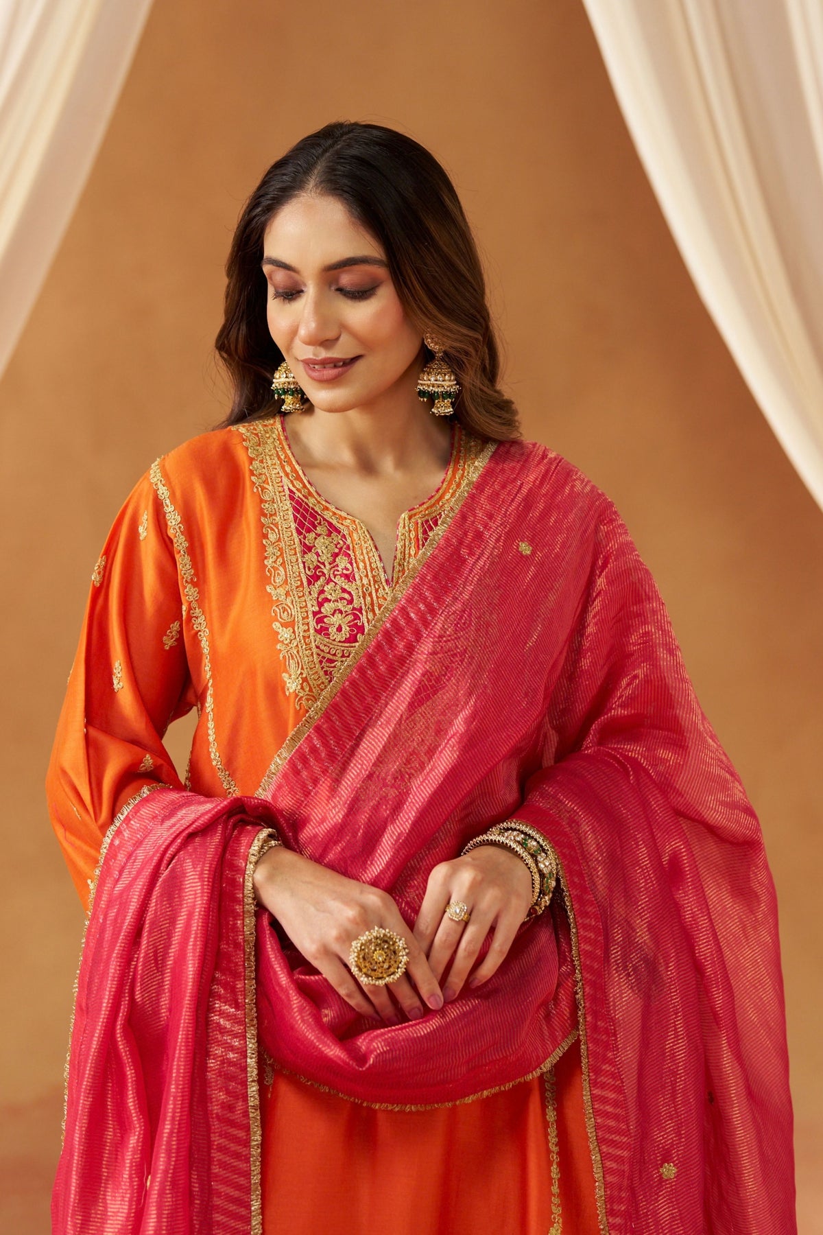 Mahgul Burnt Orange Kalidar Chahunga Set