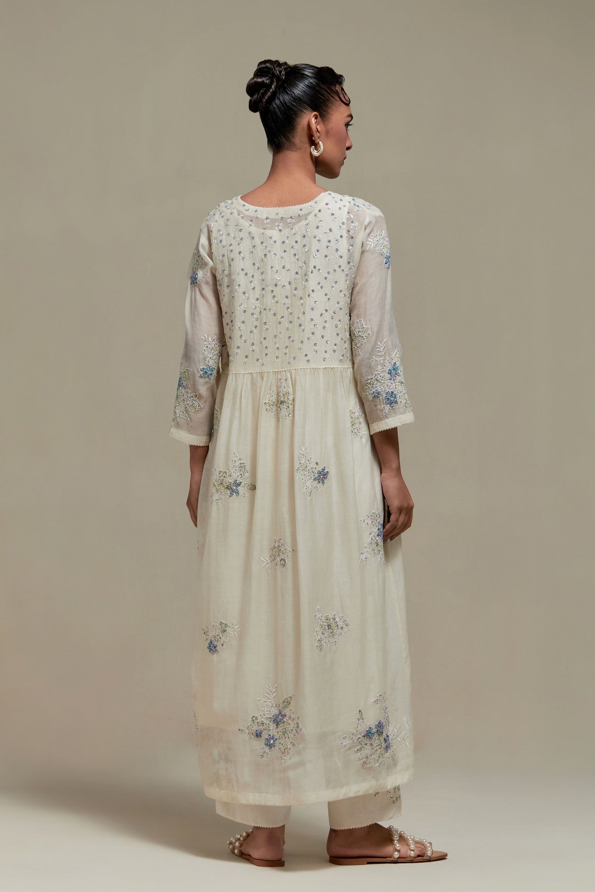 Blue V-Neck Kurta Set