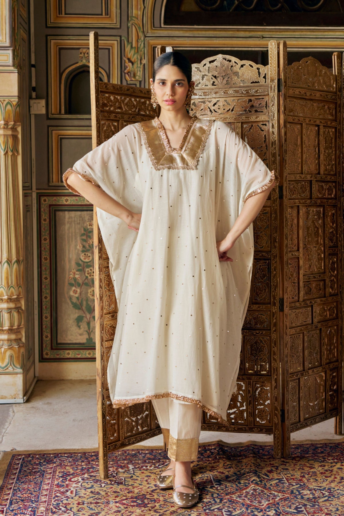 Ivory Glass Kaftan Set