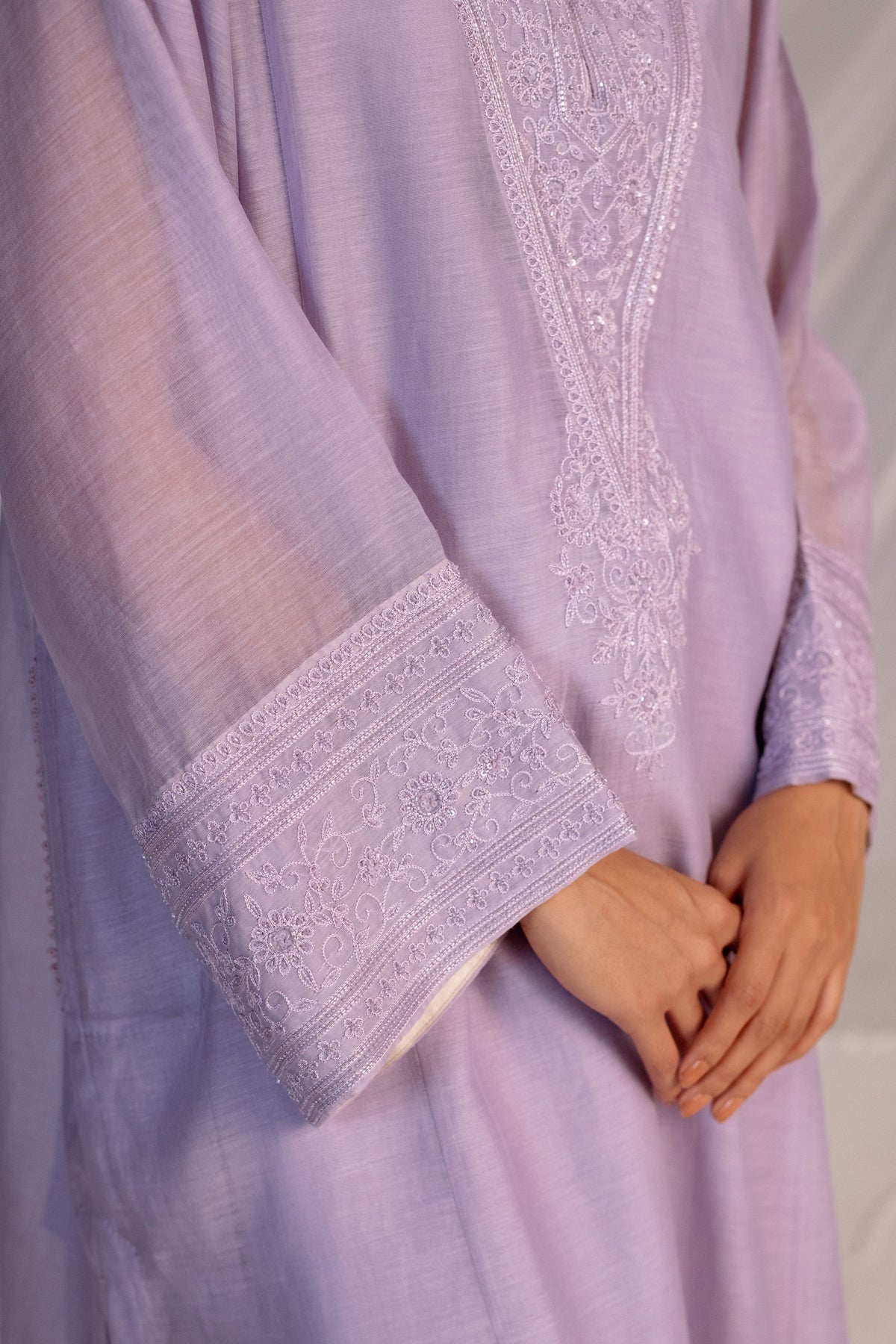 Violet Embroidered Tunic Set