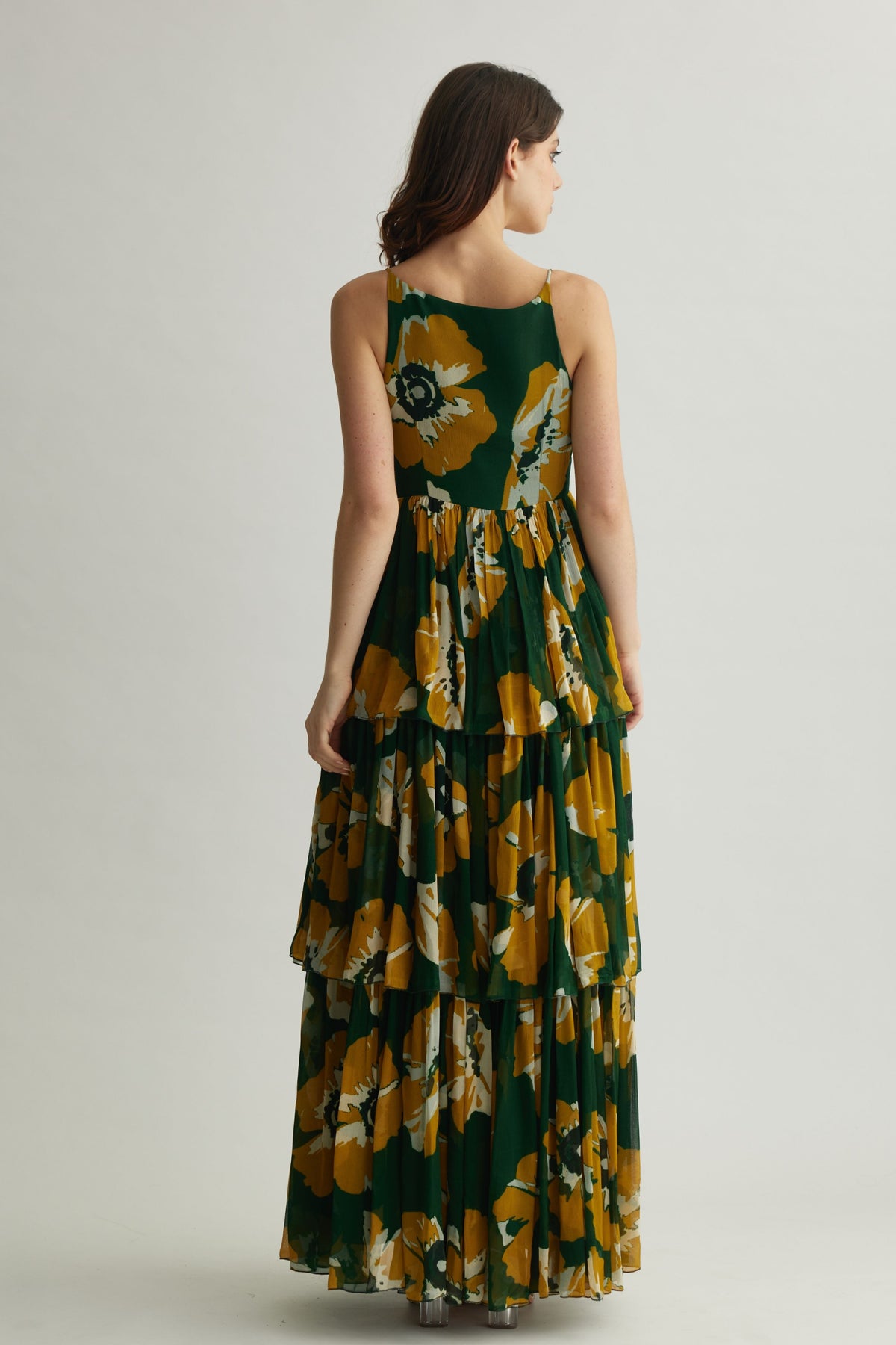Mustard Floral Sleeveless Dress