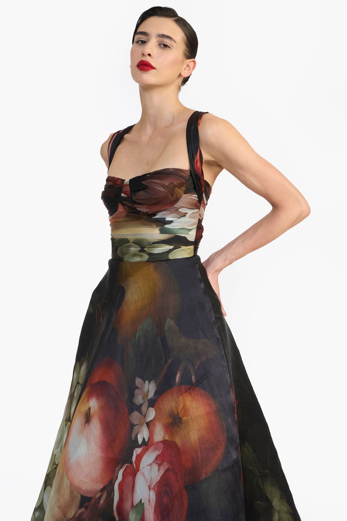 Draped Bustier Flat Midi