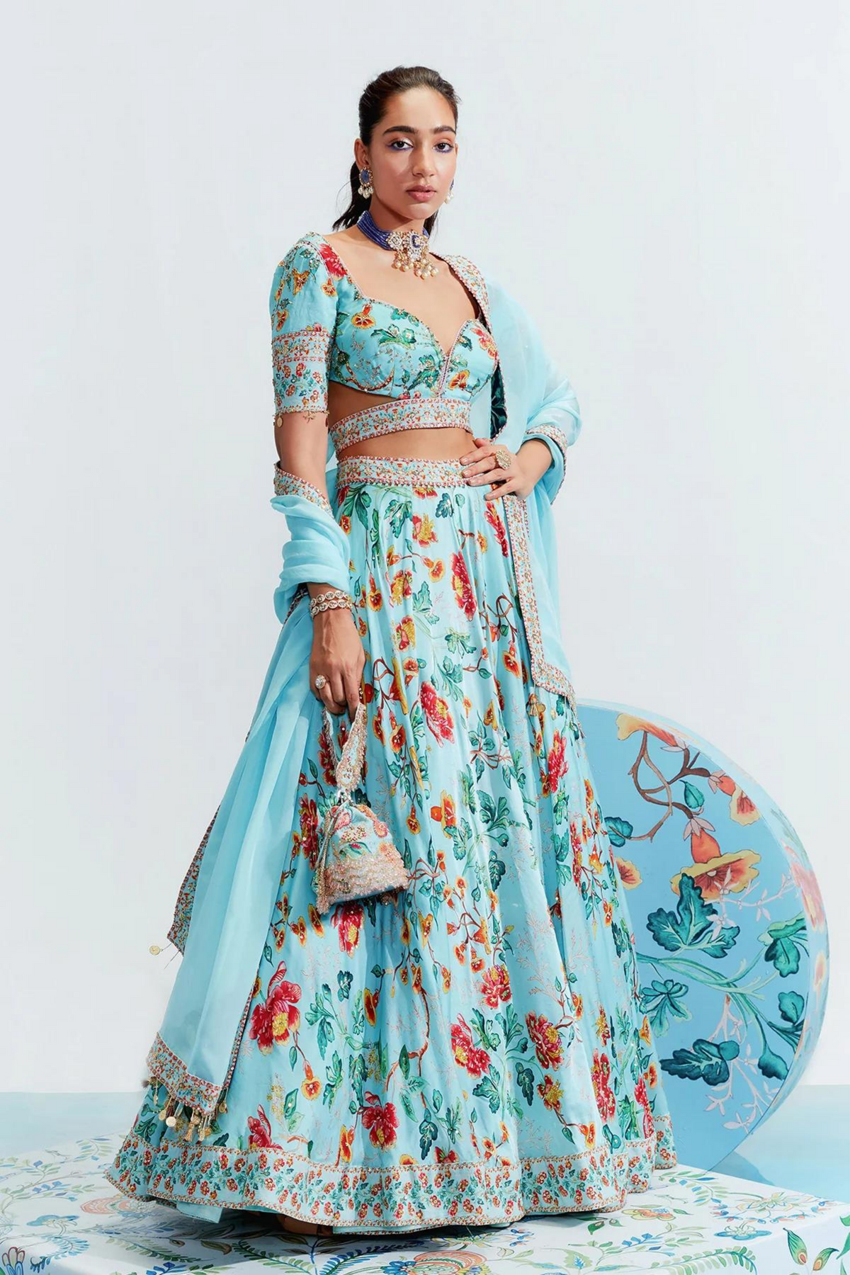 Samara Blue Embroidered Lehenga Set