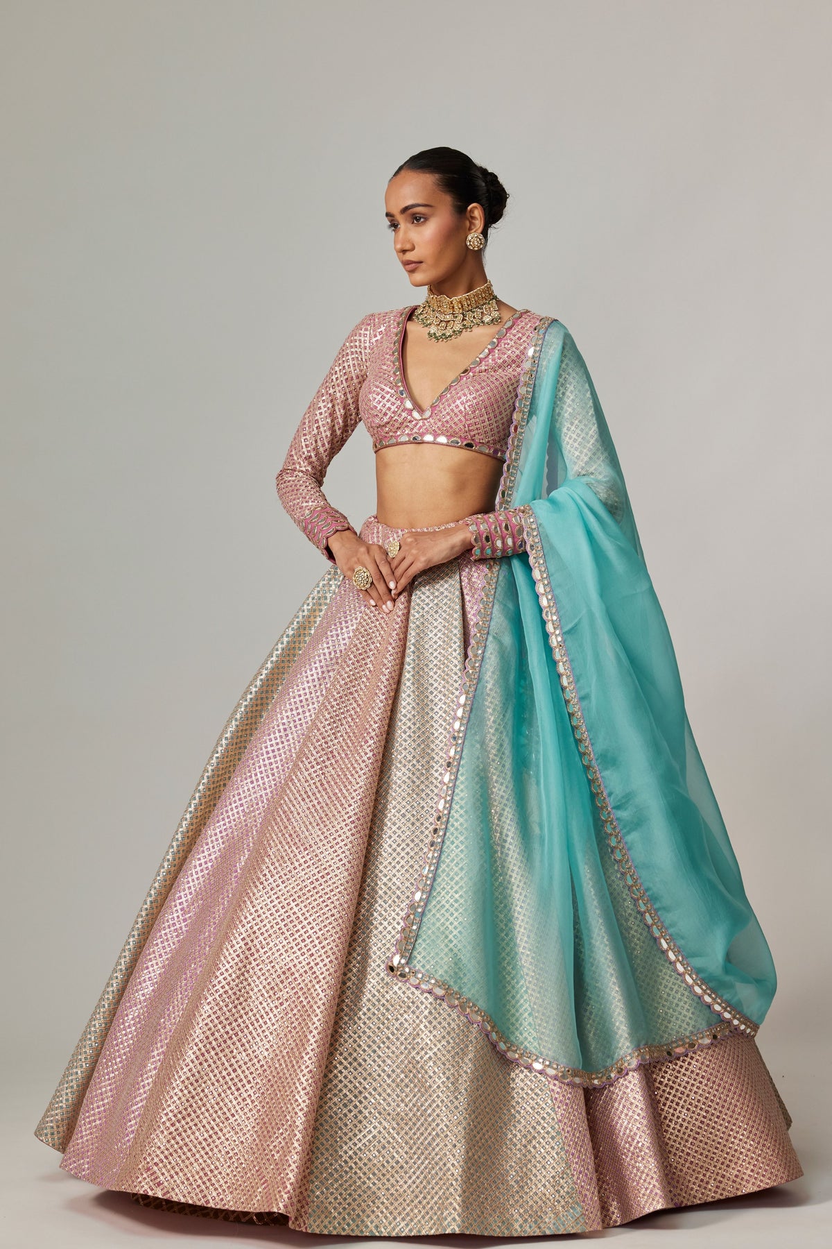 Dark Blush Multicolor Lehenga Set