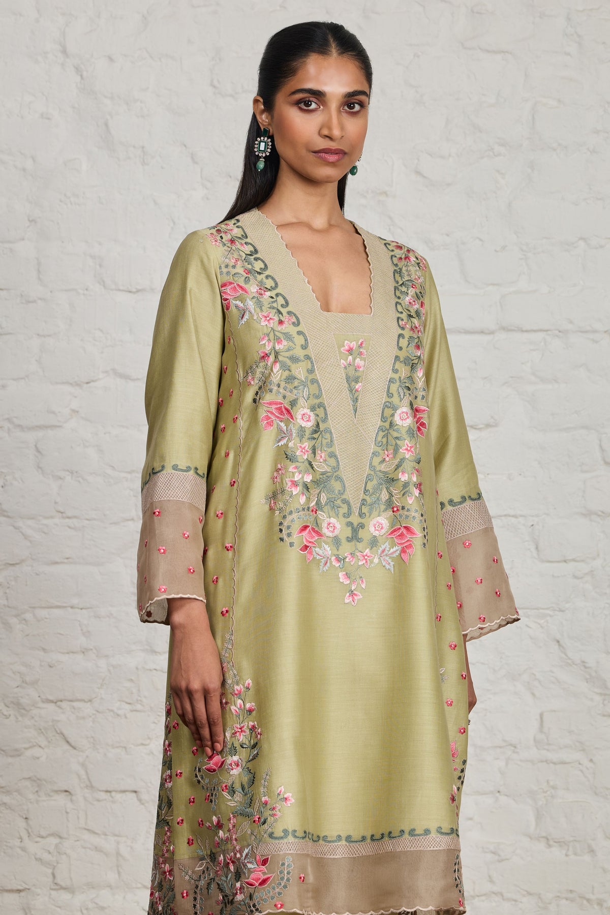 Sage Green Long Kurta Set