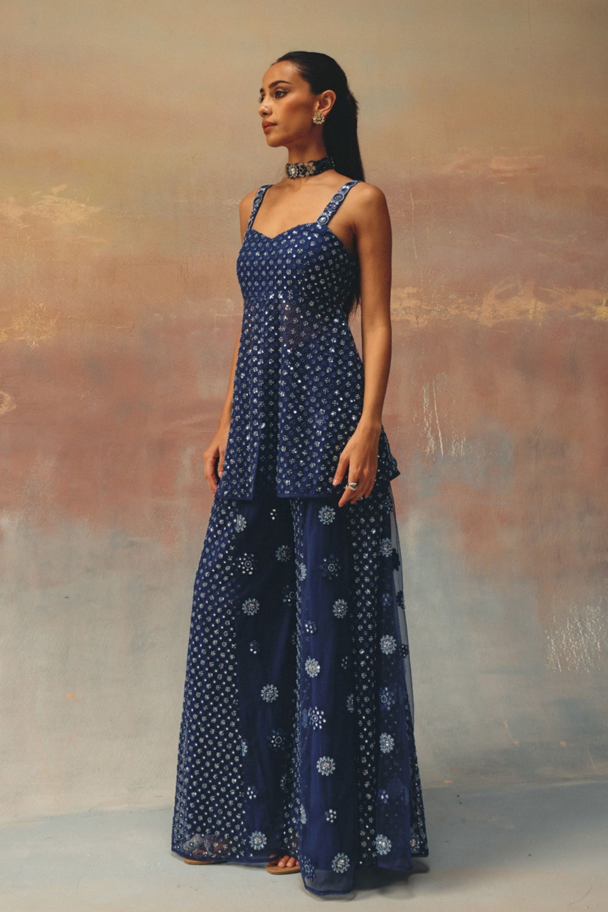 Blue Flared Sharara