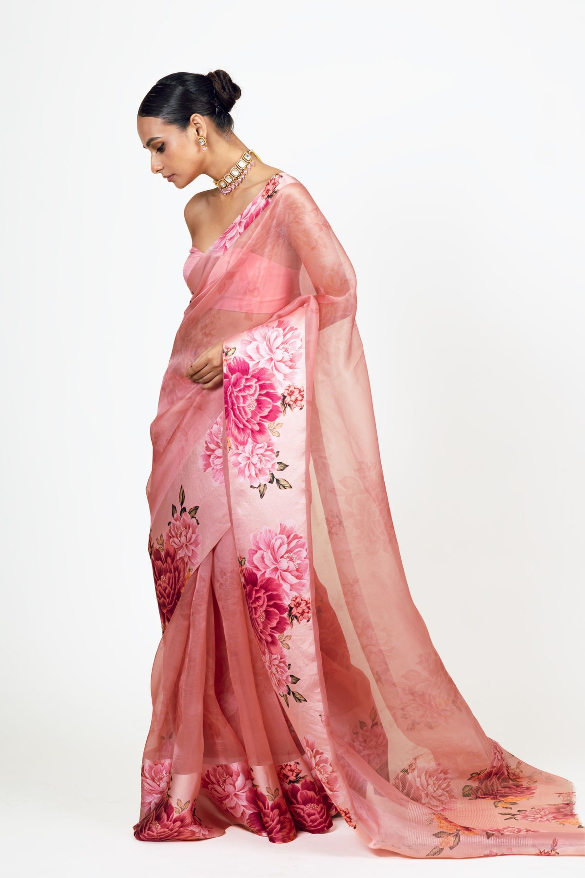 Farah Pink Organza Saree