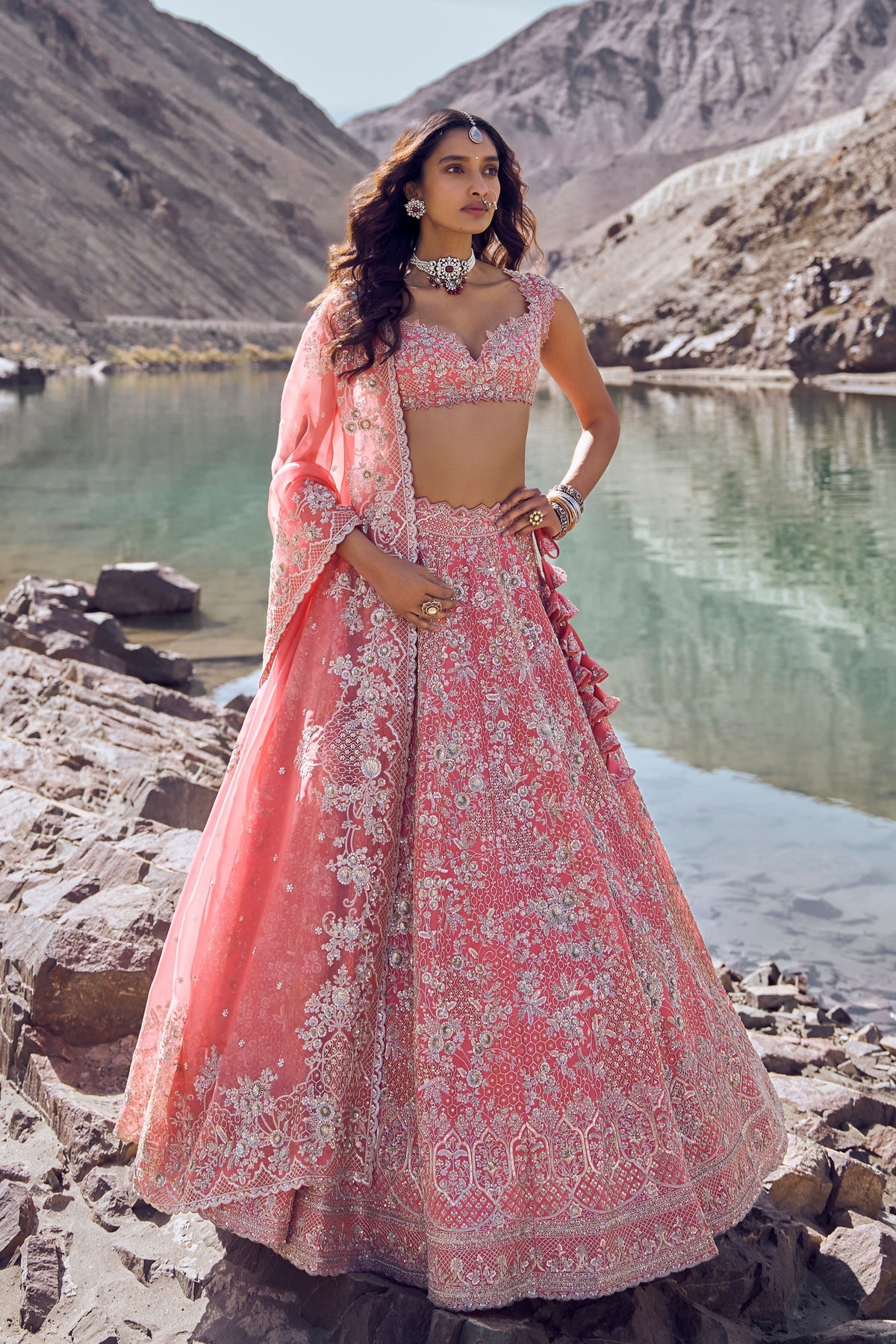 Ember Coral Lehenga Set