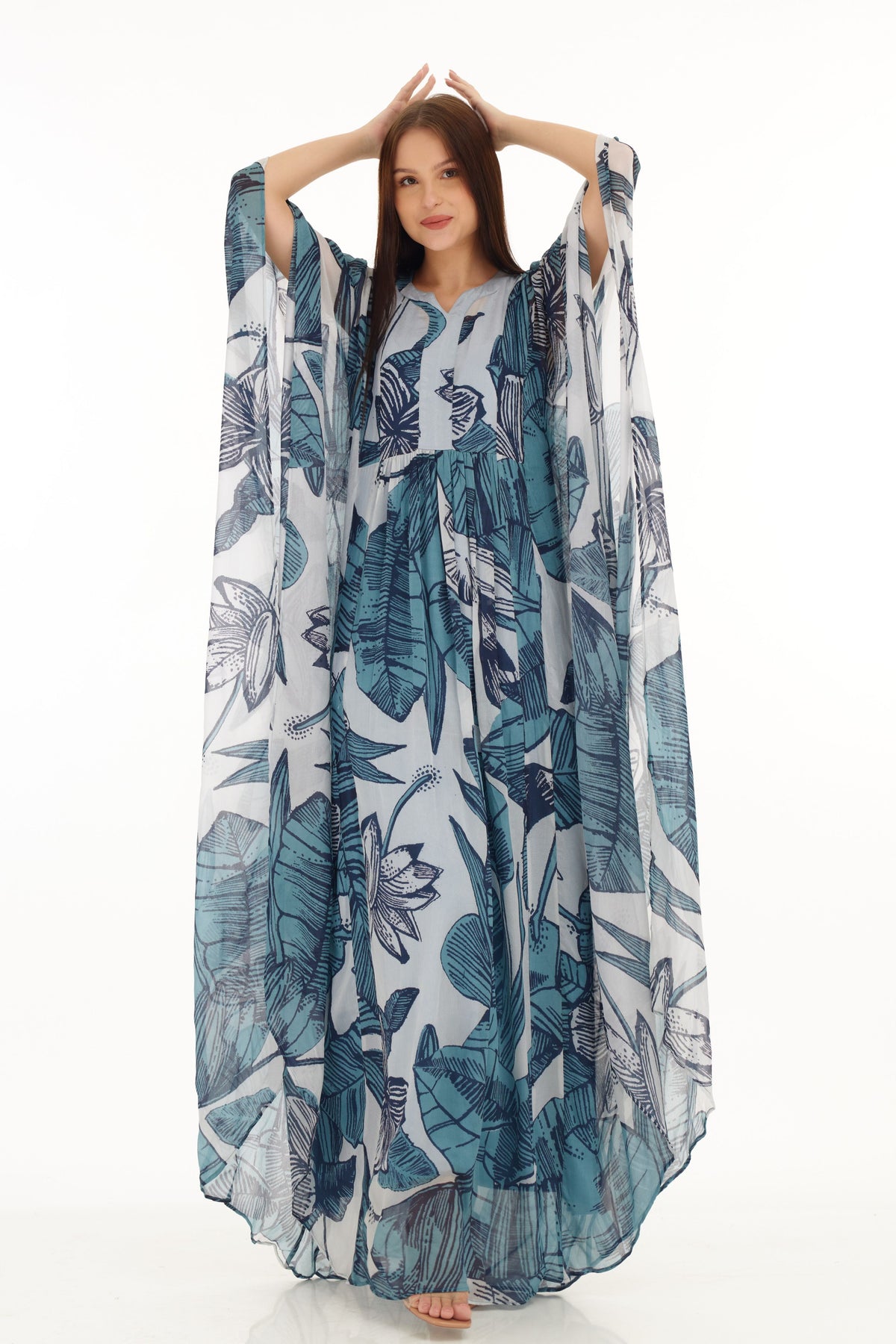 Blue and White Kaftan Dress