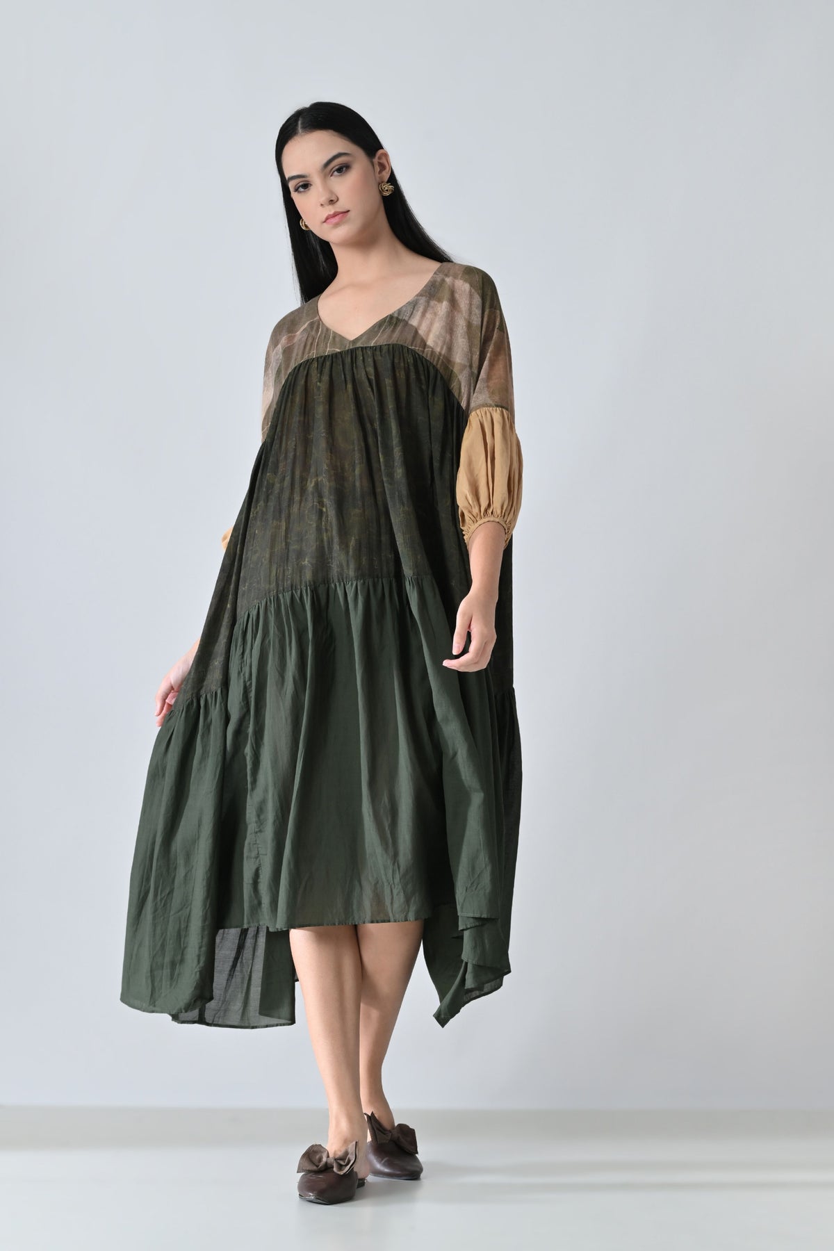 Olive Green High Low Dress