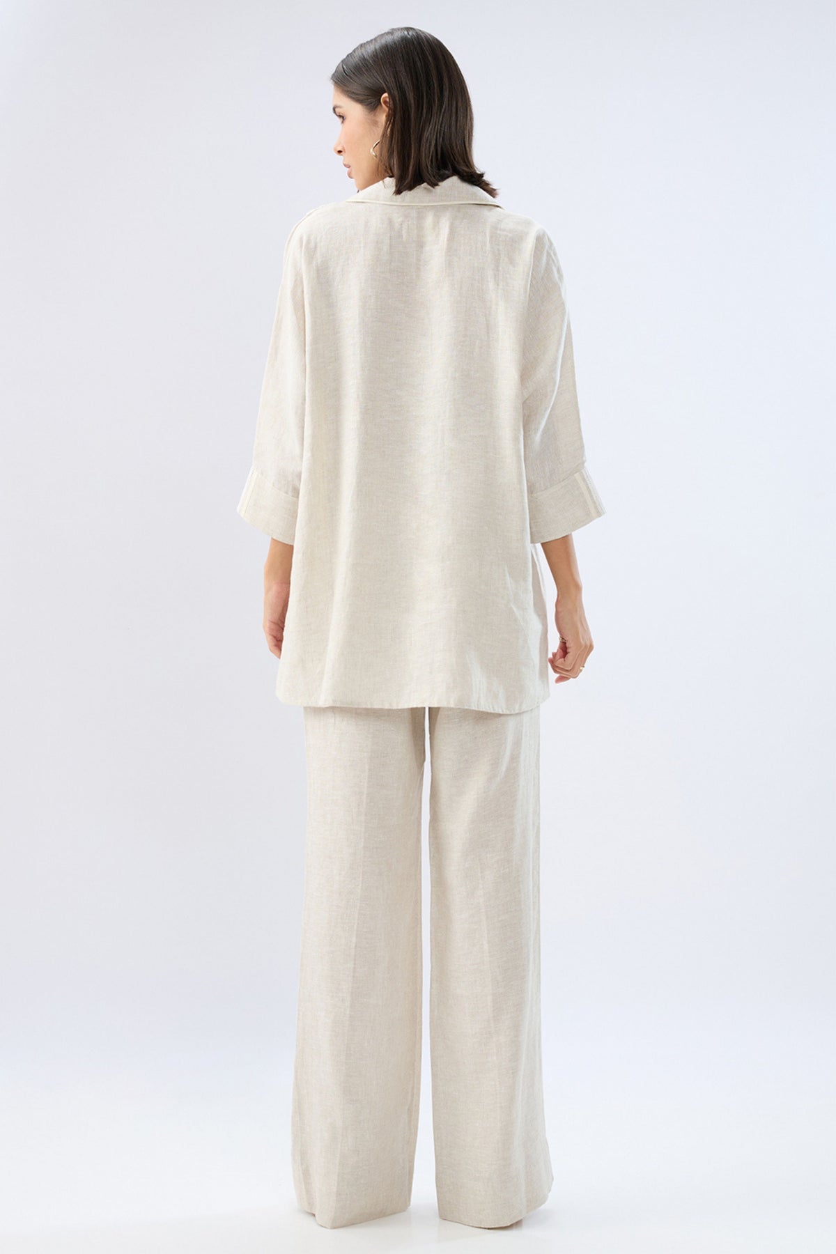 Beige V-neck Co-ord Set