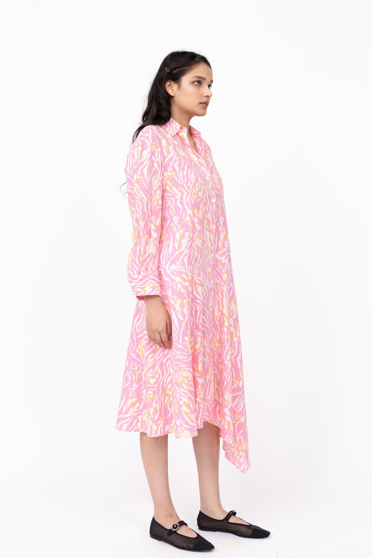 Pink Wave Slide Shirt Dress