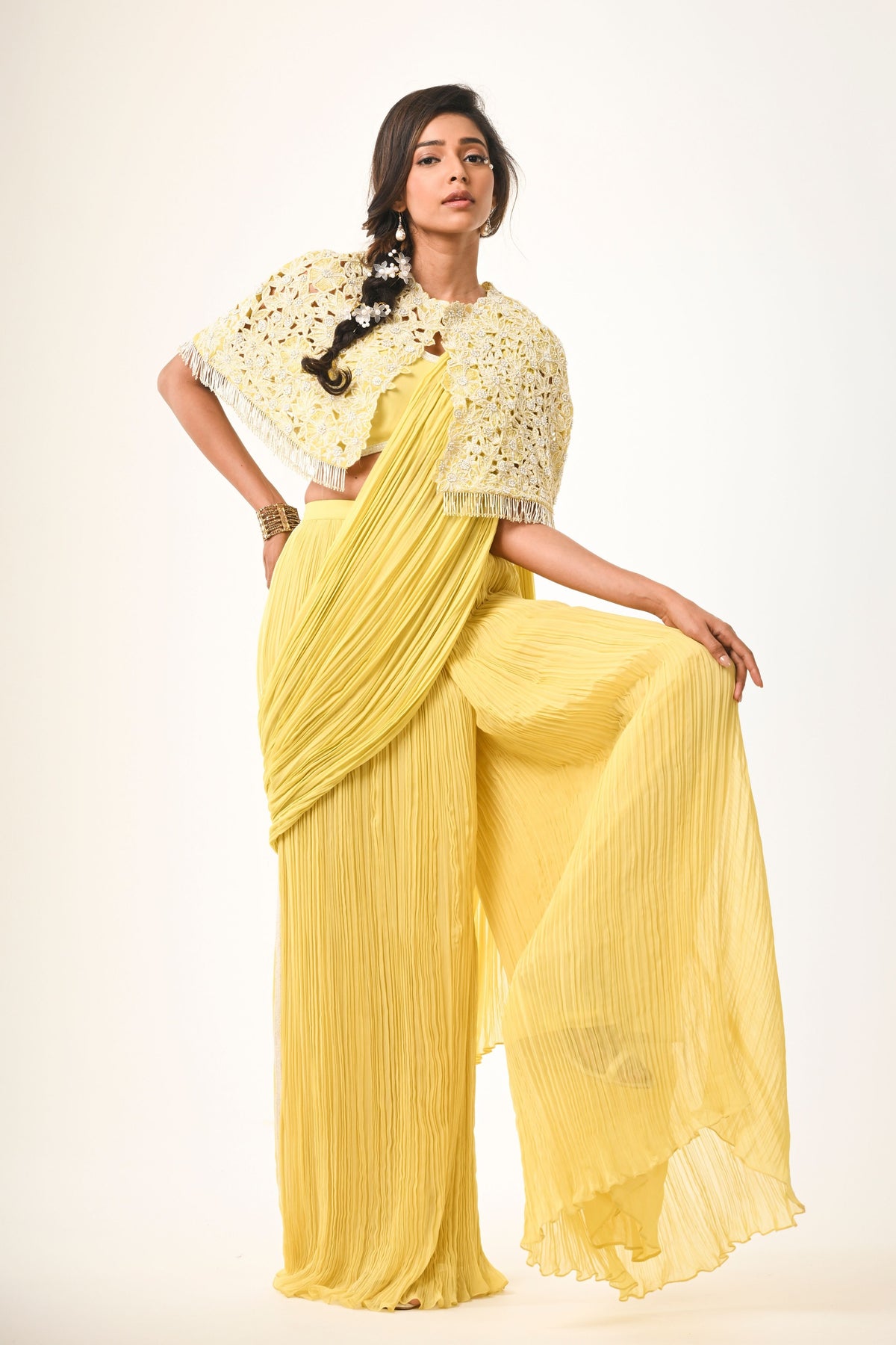 Floral Cutwork Cape Set