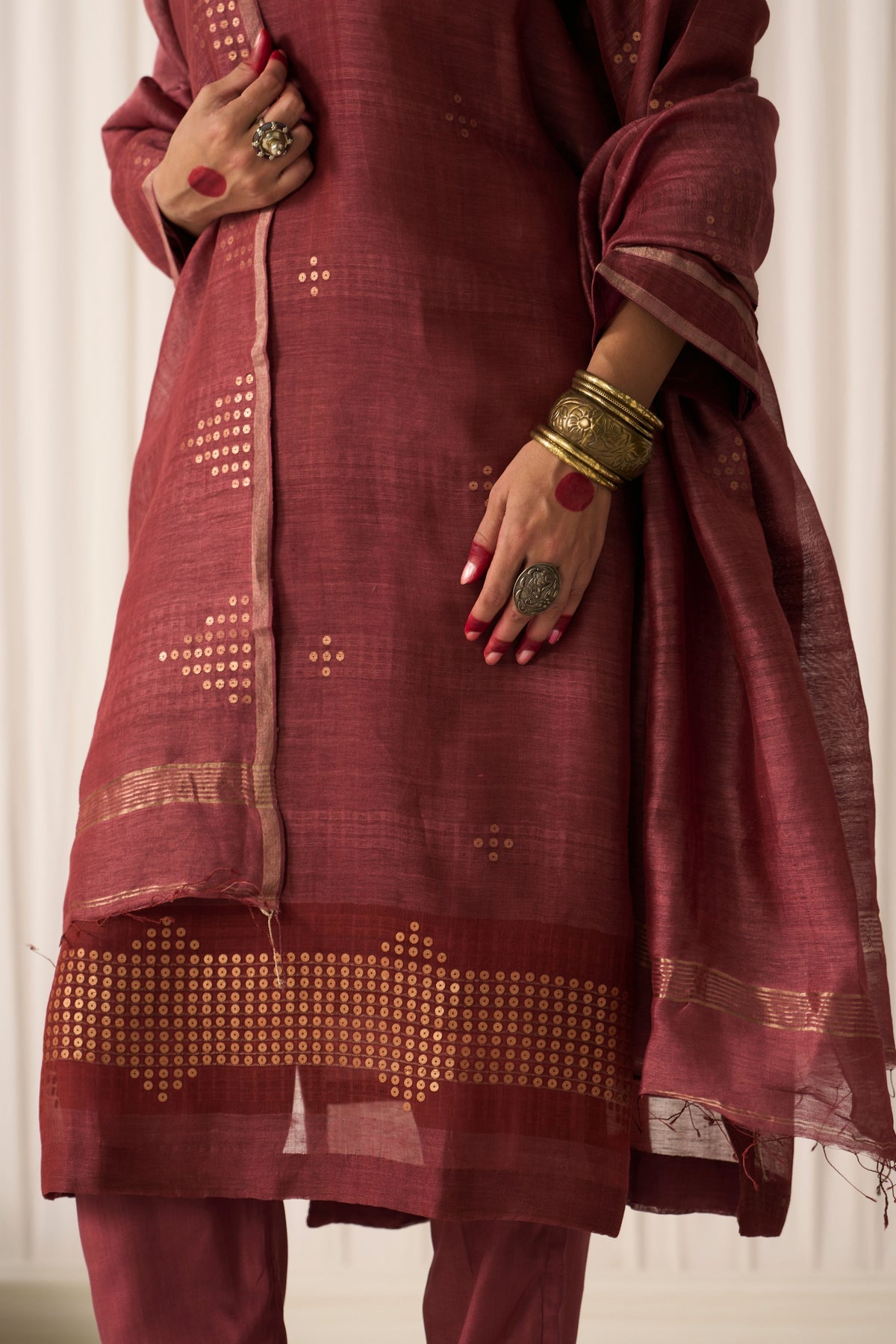 Bindu Maroon Kurta Set