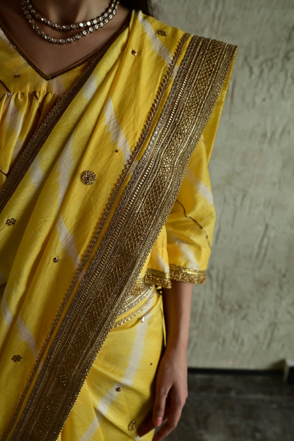 Yellow Leheriya Urmila Saree