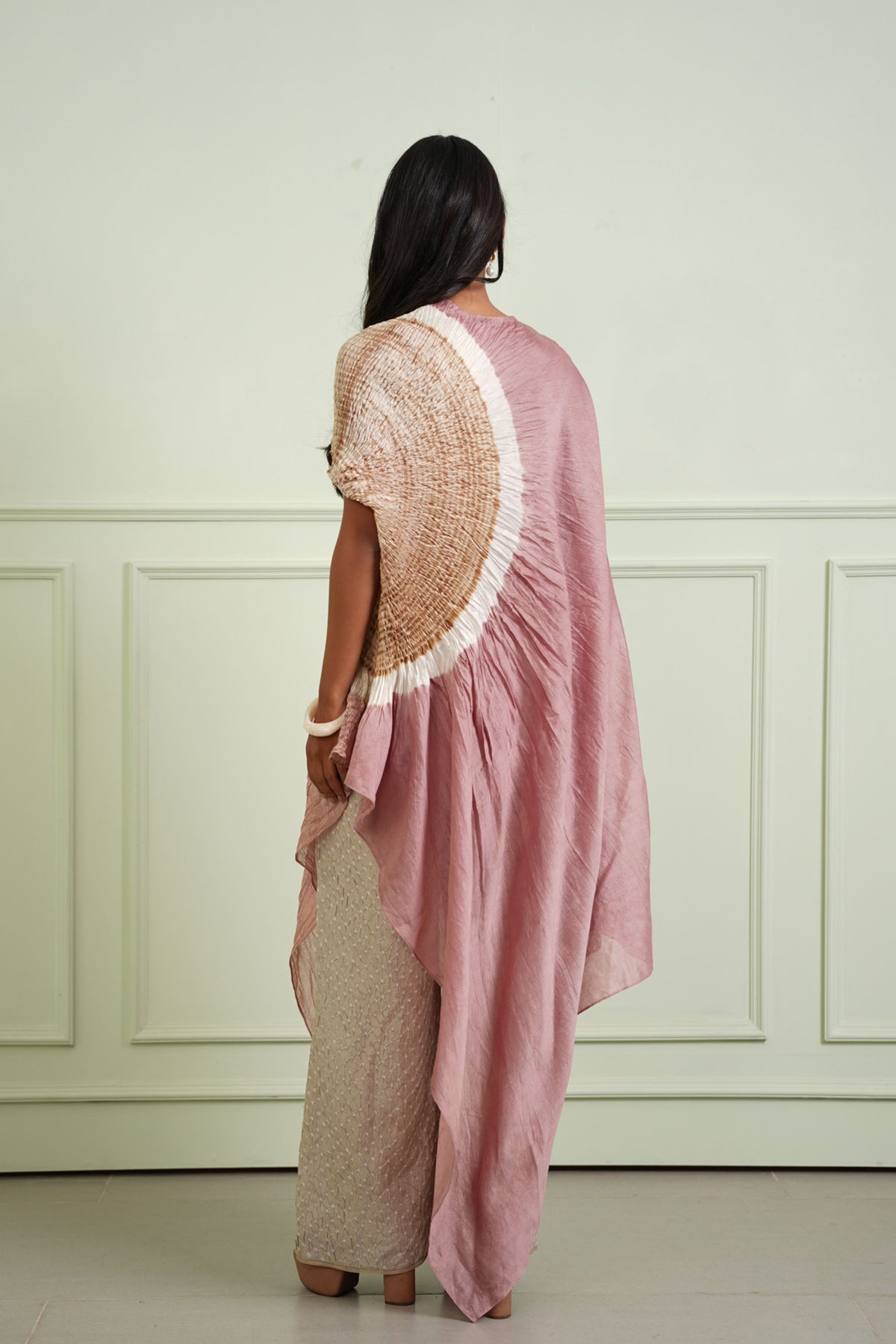 Beige Crushed Bandhani Pants