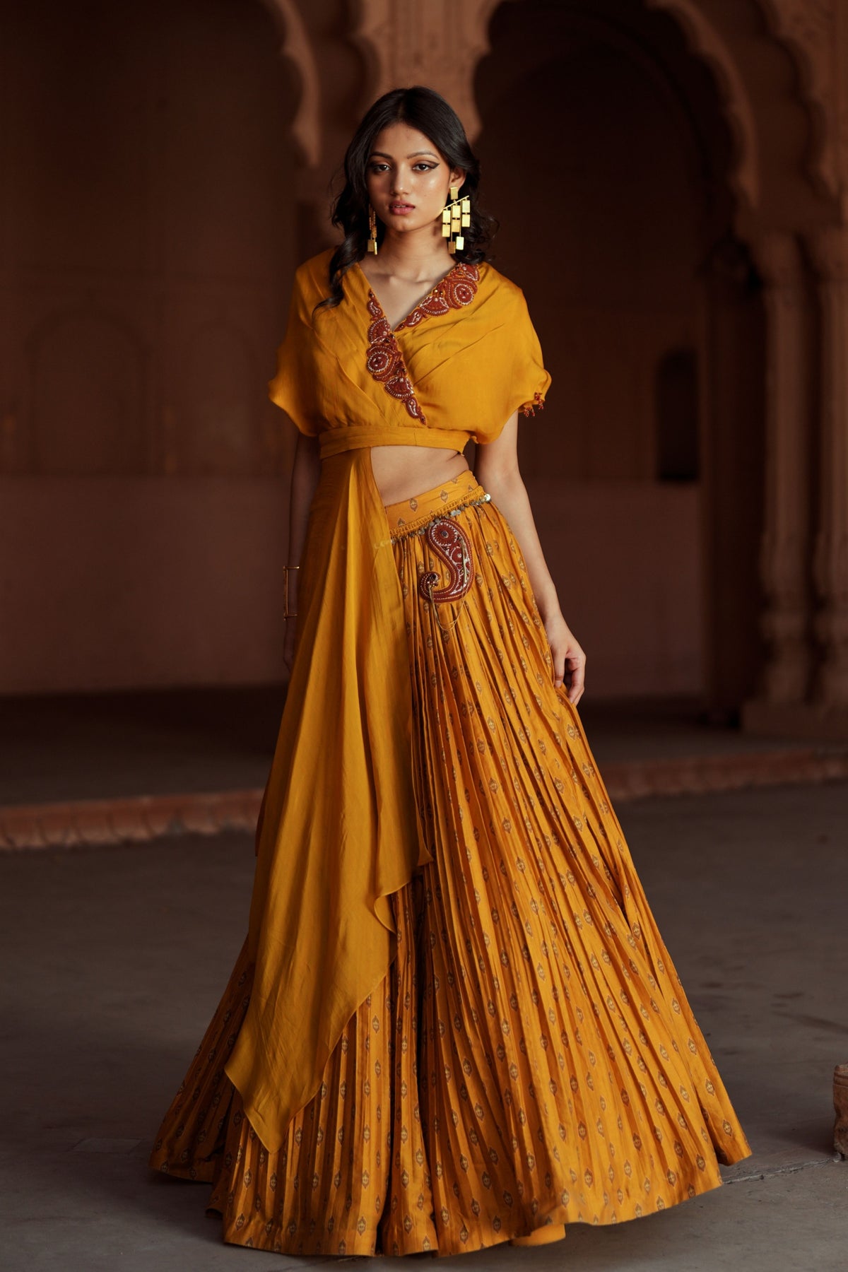 Golden Yellow Silk Lehenga Set