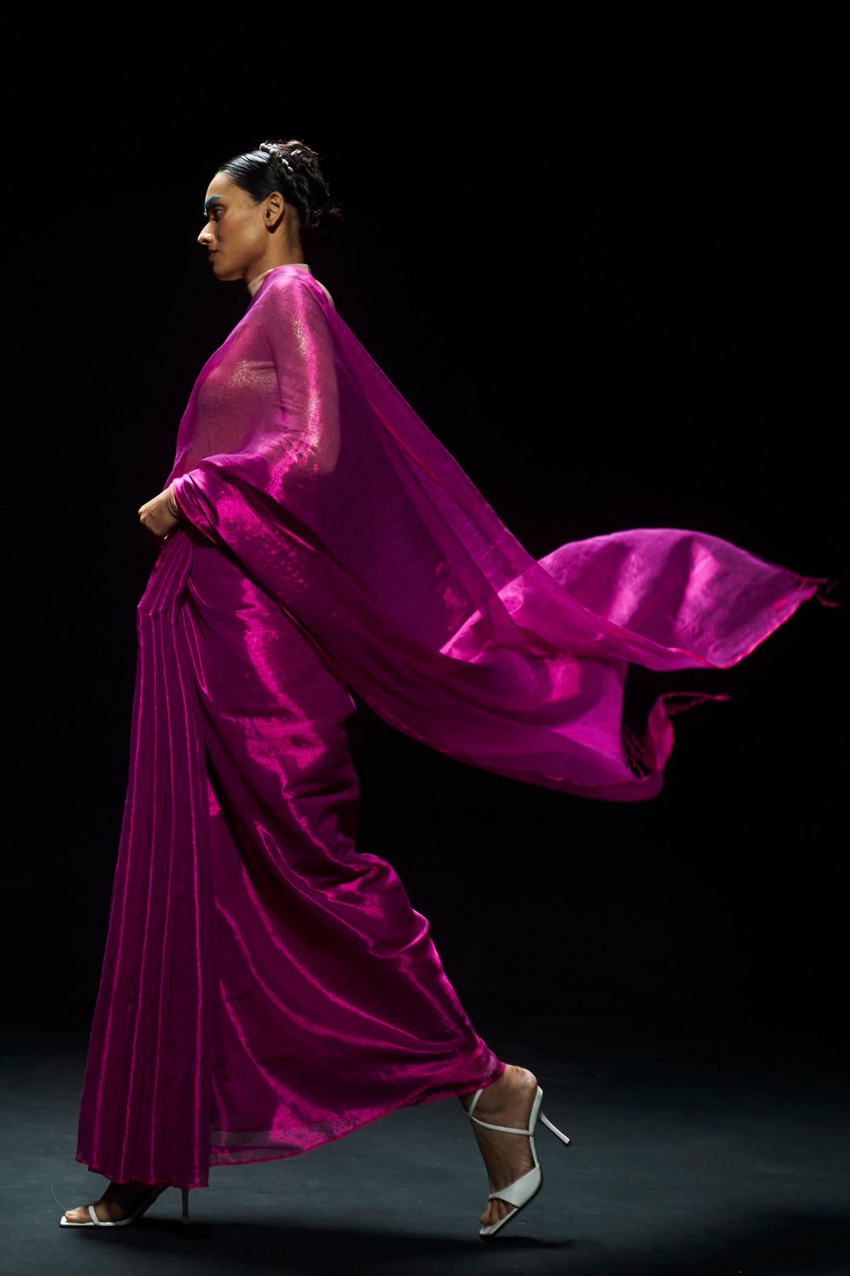 Pink Zari Tissue Saree
