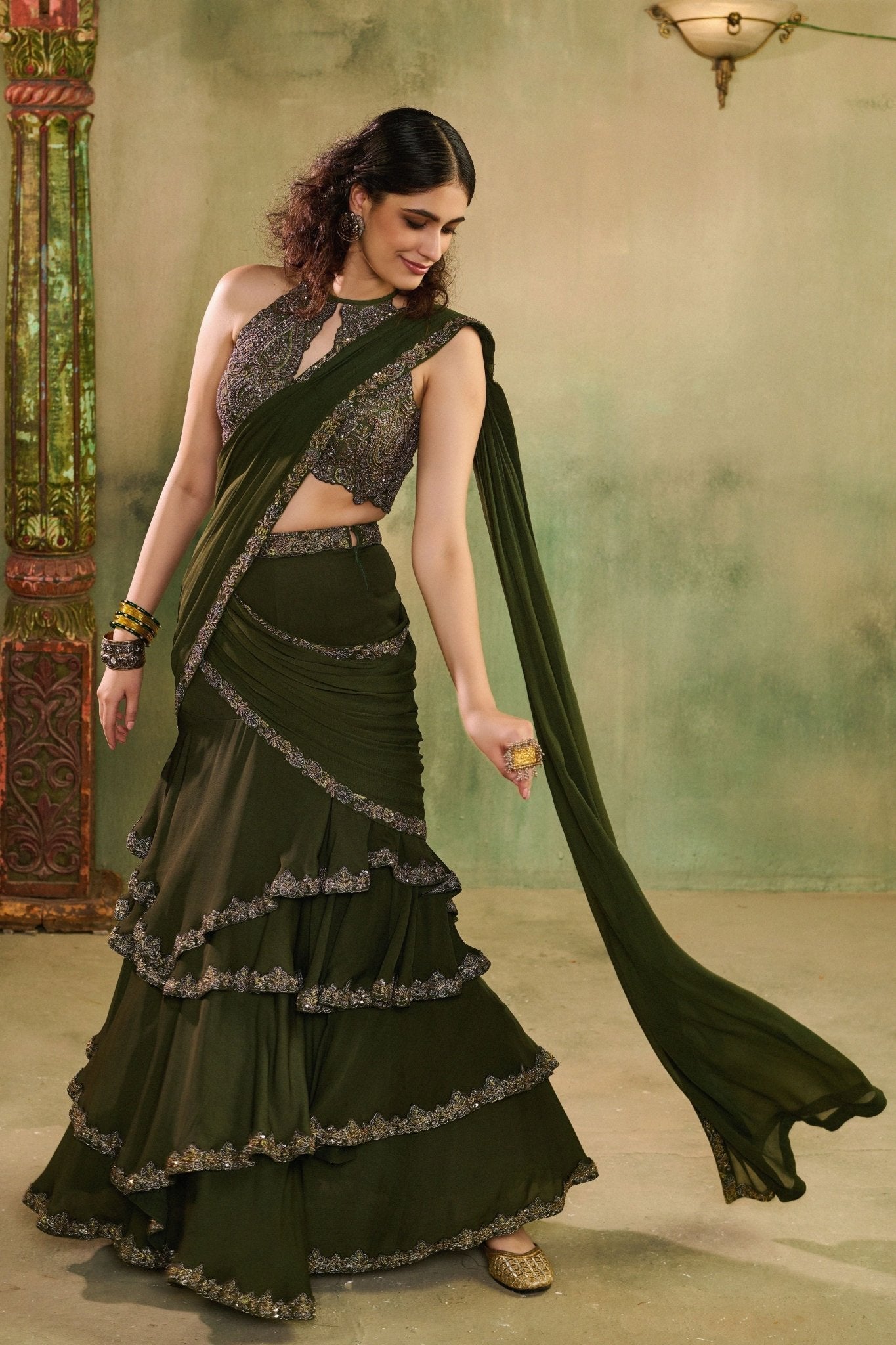 Abeer Layered Lehenga Set - Reeti Arneja - Elahe