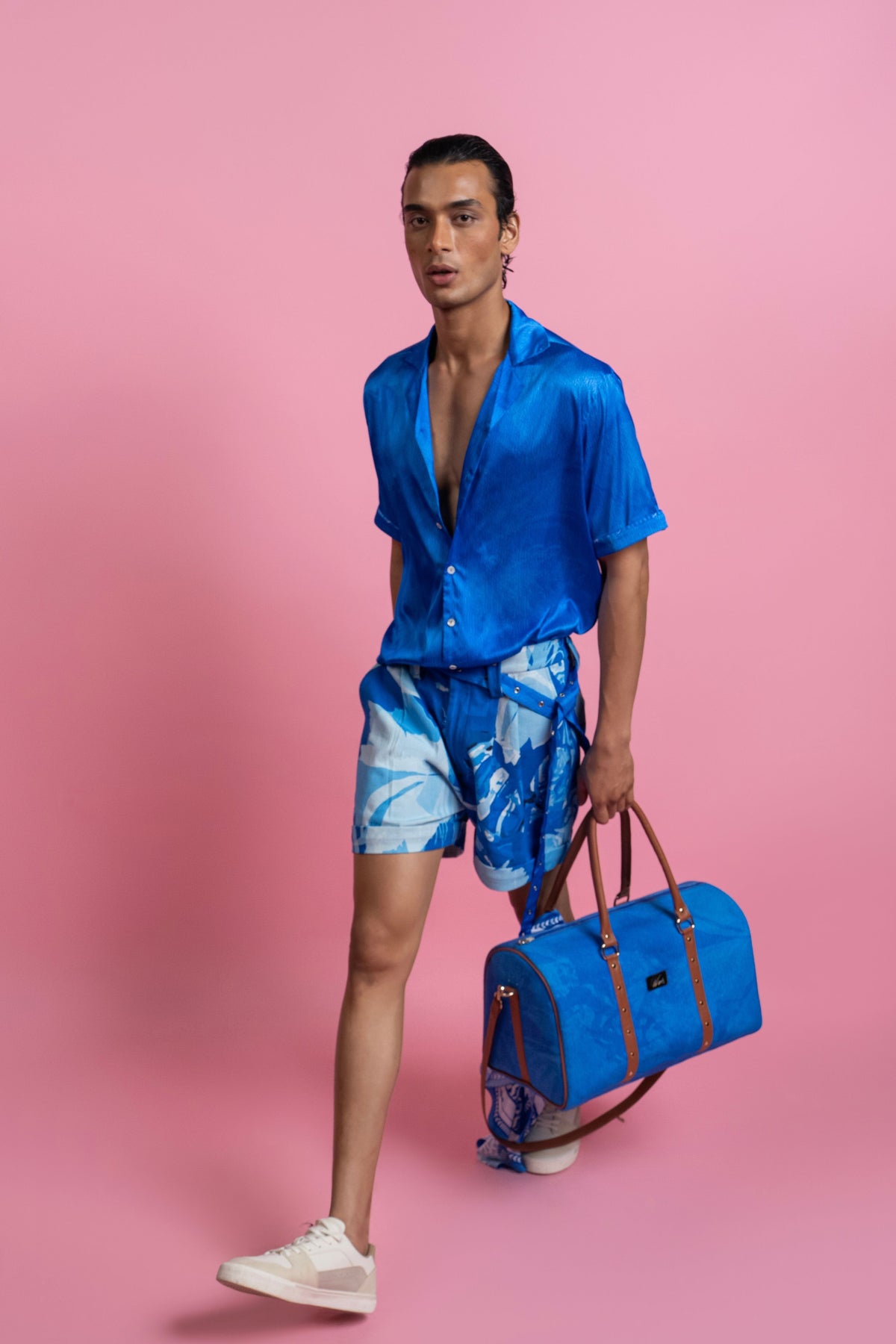 Satin Shirt Shorts Set