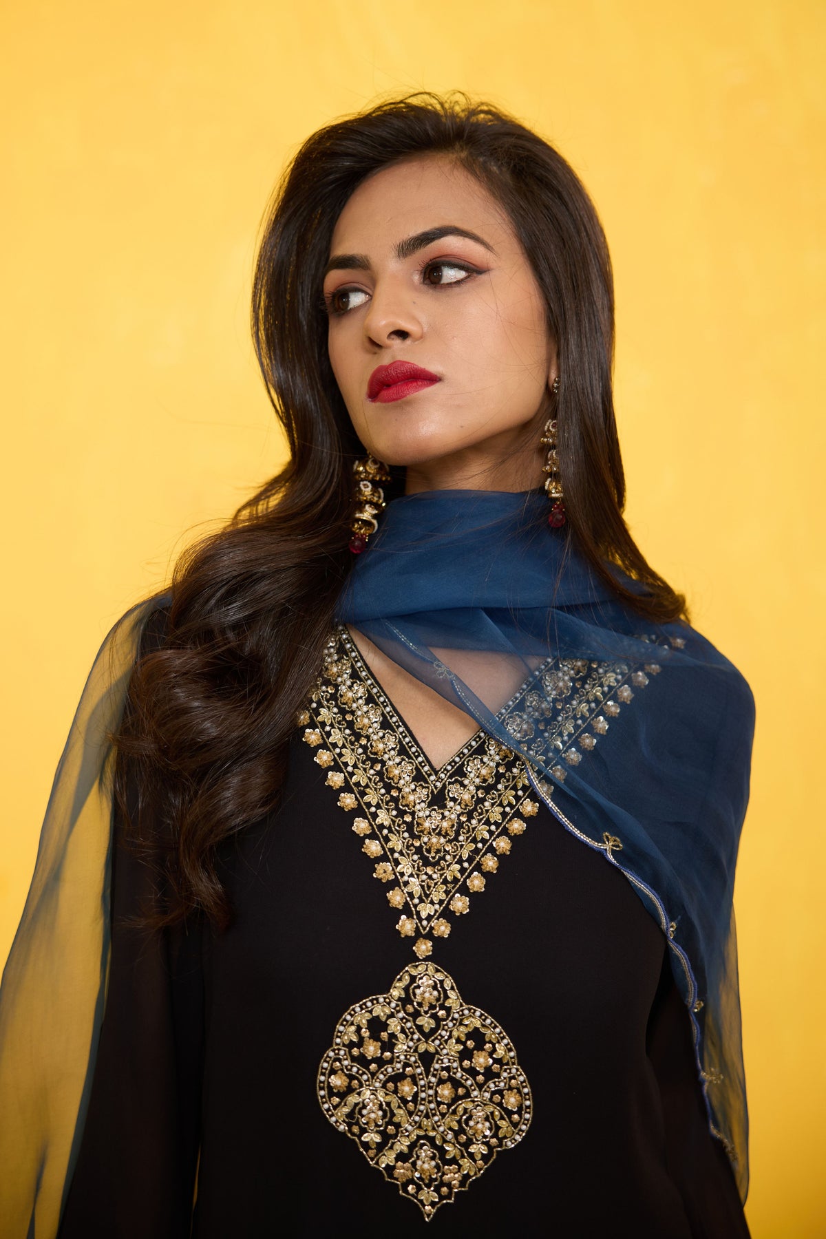Black Straight Kurta Set