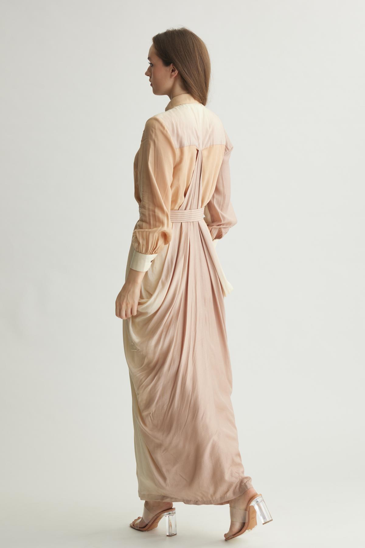 Beige  Drape Shirt Dress