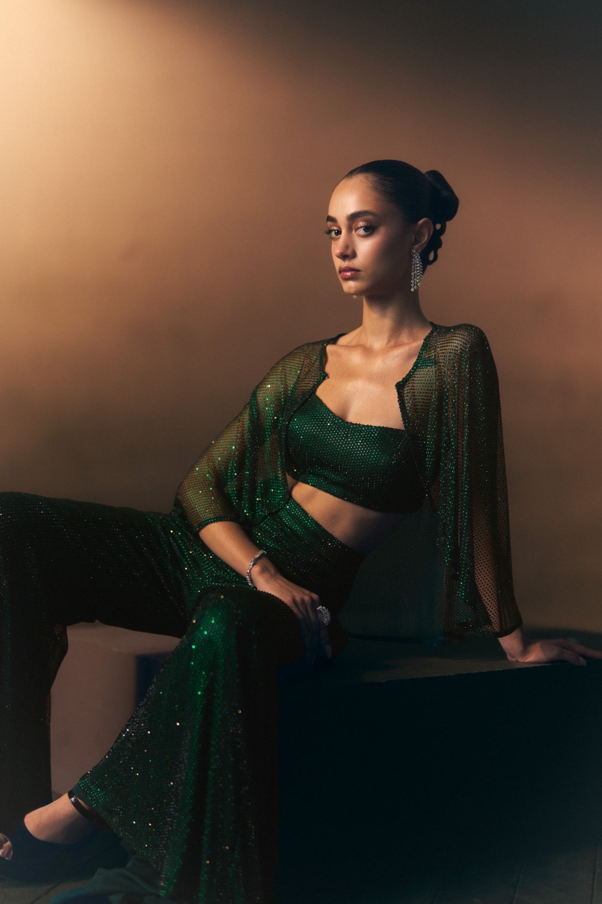 Verdant Flare Pants with Cape Set