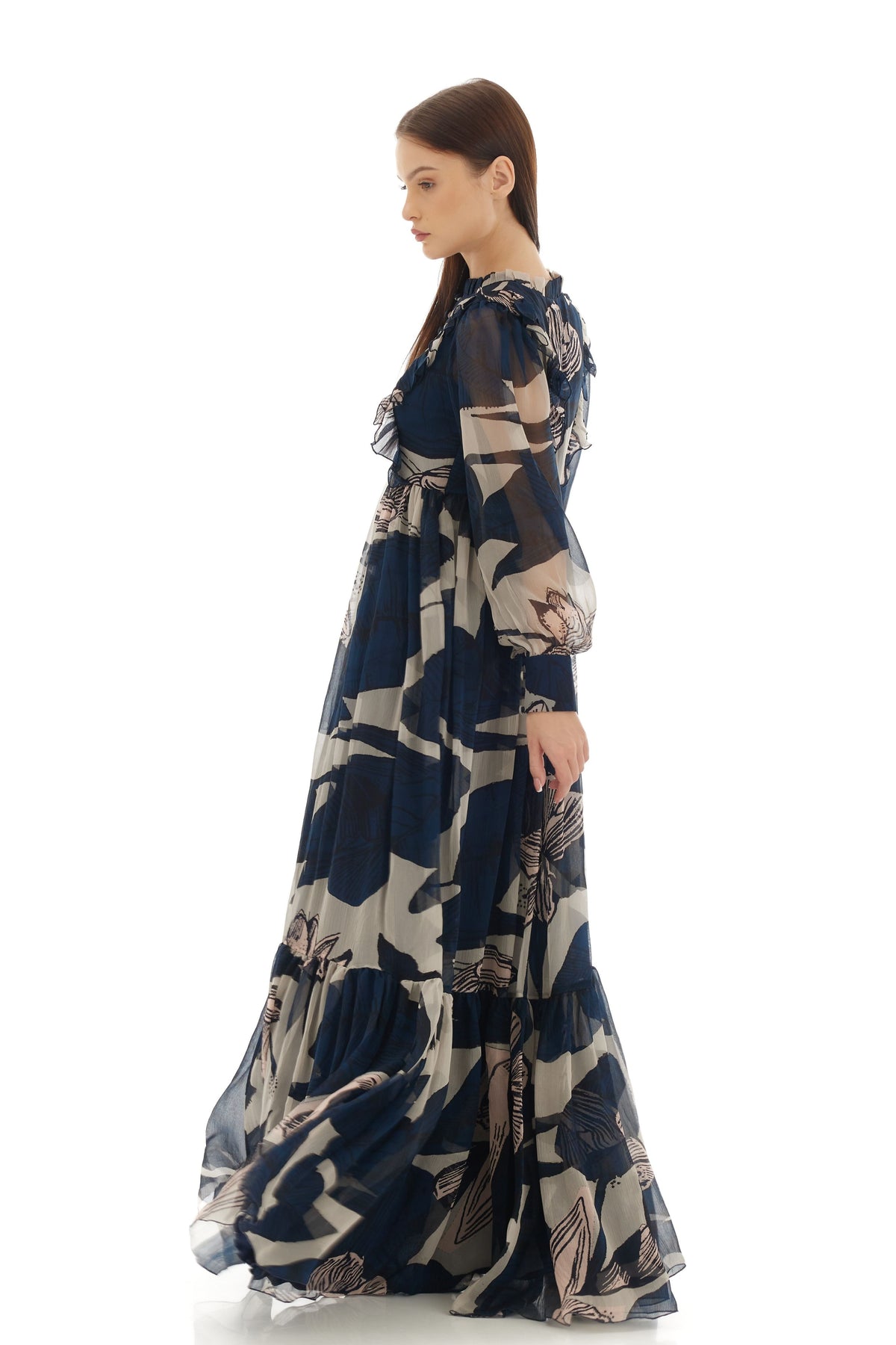 Blue and White Long Dress