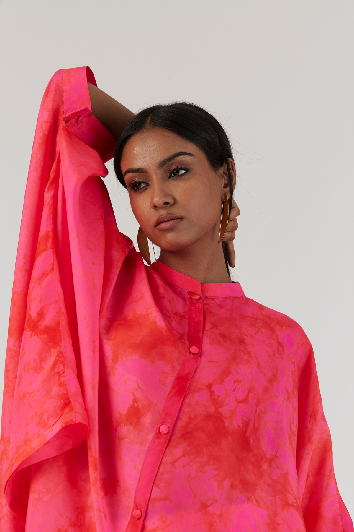 Red Tie-Dye Silk Kaftan Set