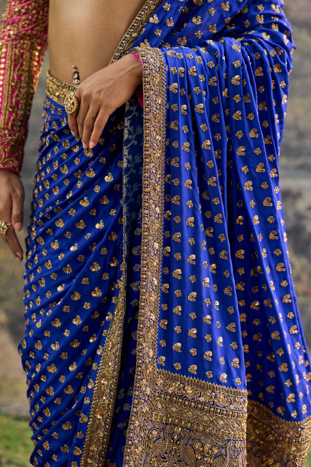 Neel Pari Dabka Silk Saree Set