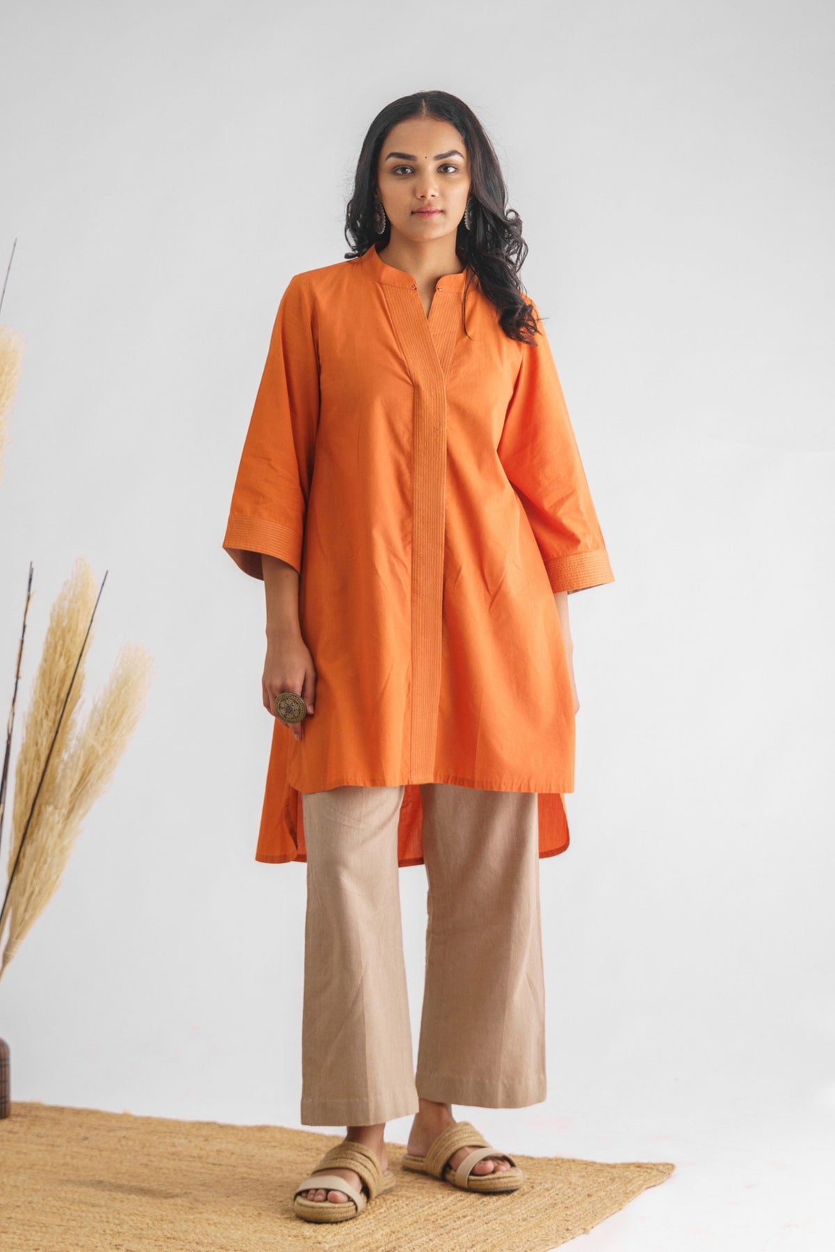 Orange Stitch Detail Tunic