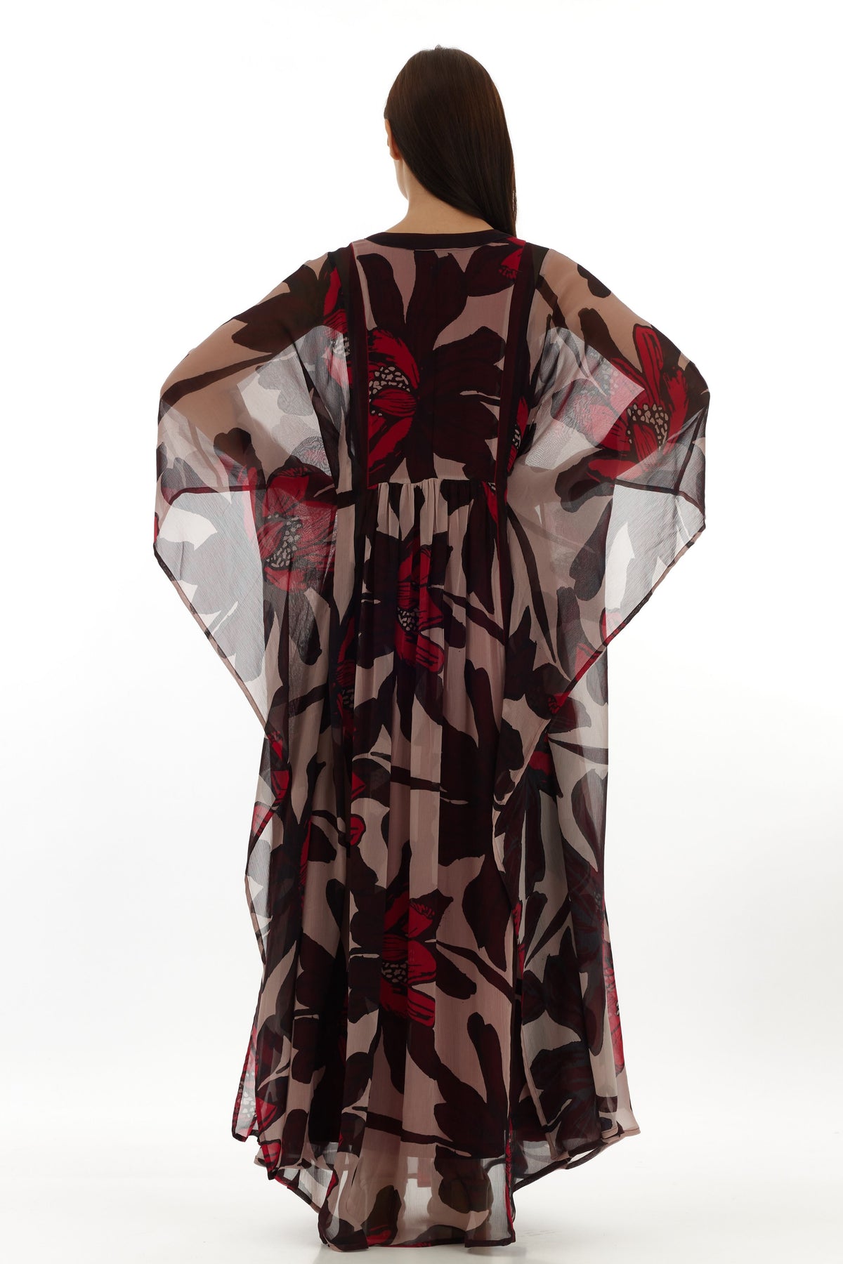 Beige and Brown Floral Kaftan
