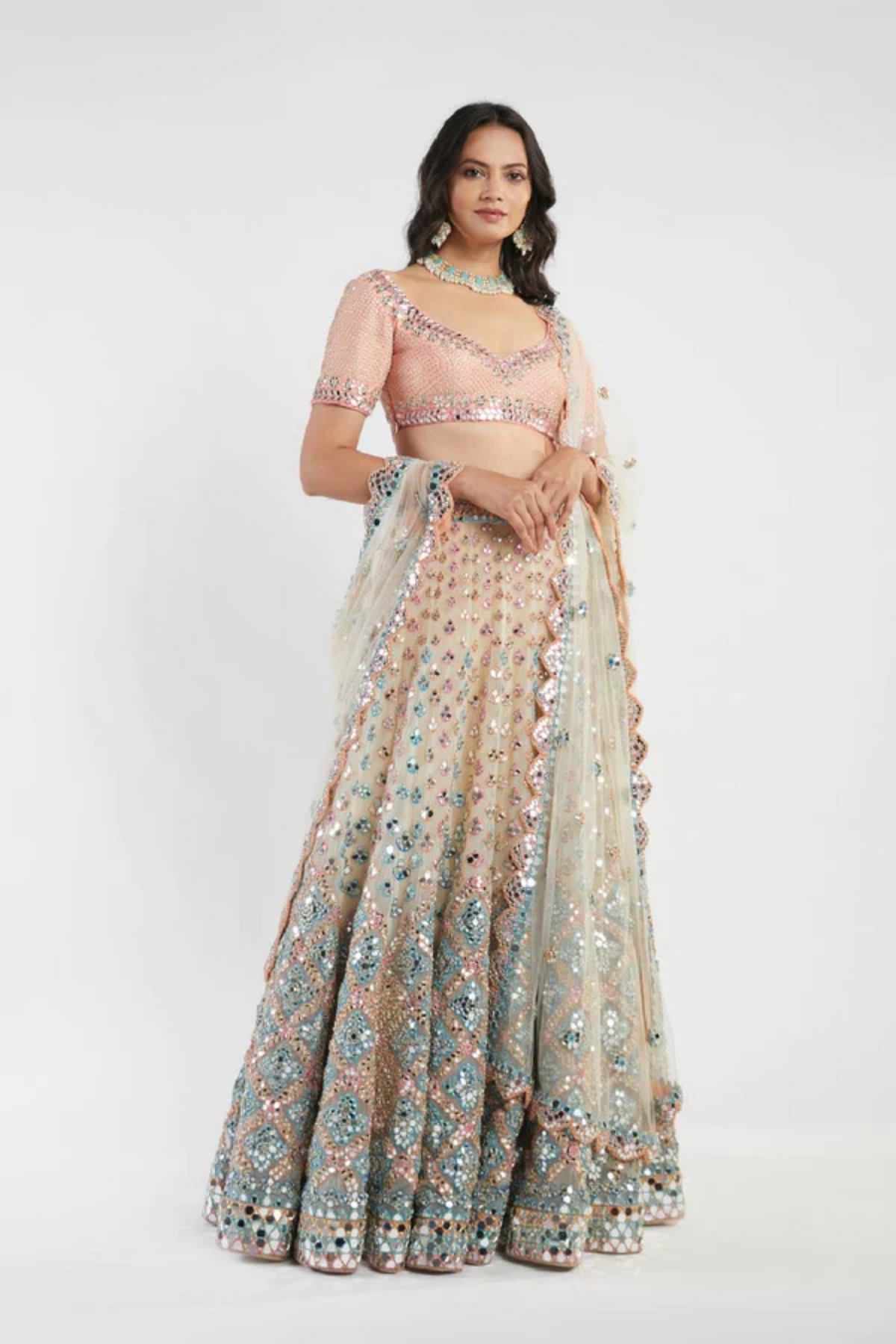 Bright multi colour lehenga set