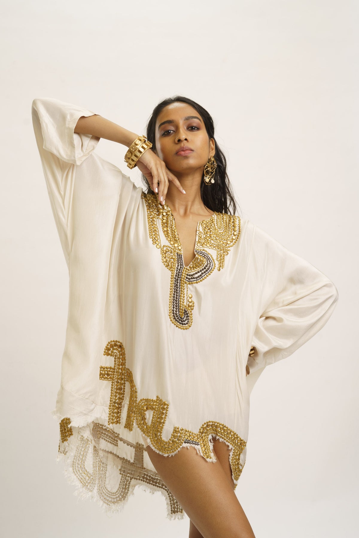 Silk White Short Kurta