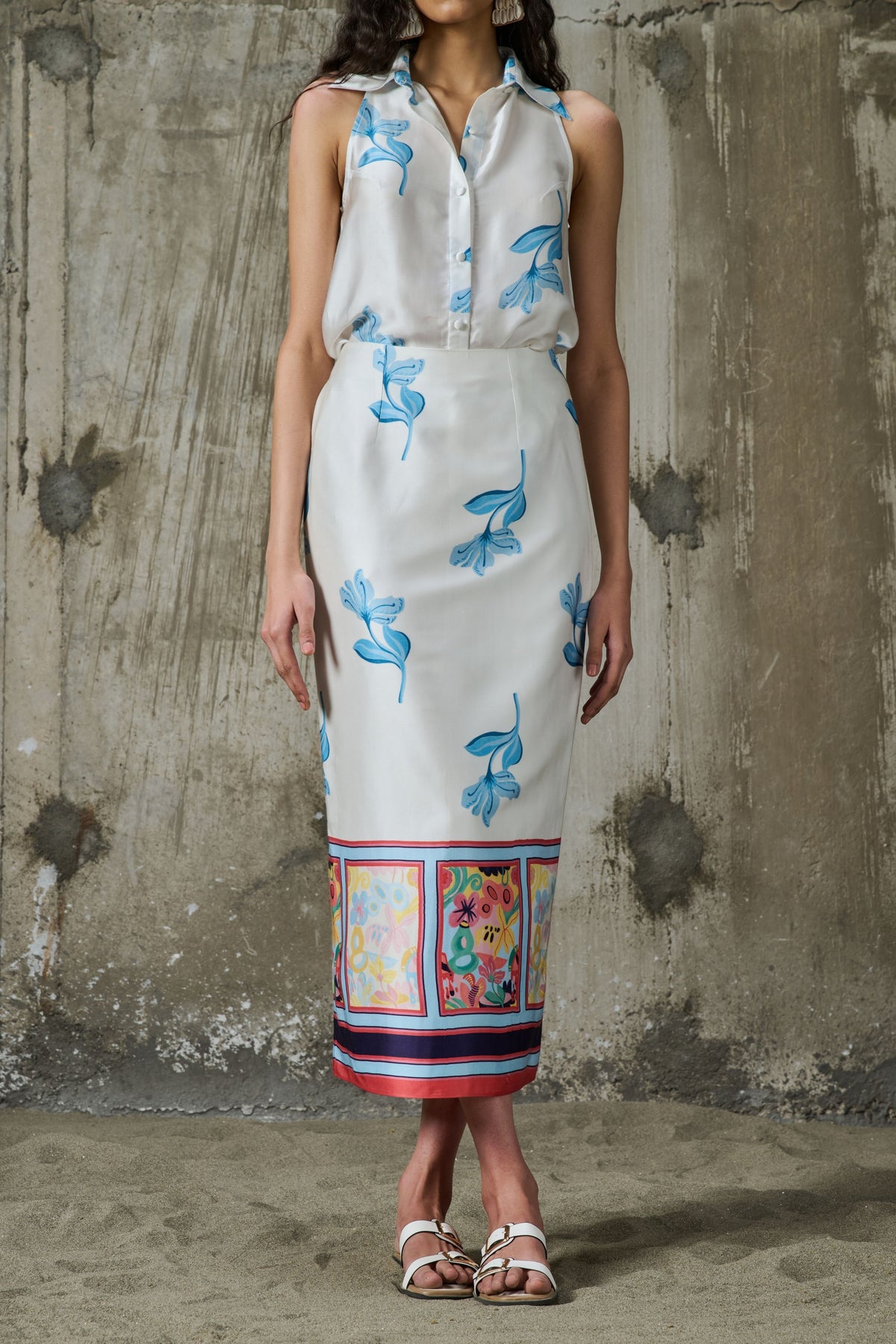 Blooming Edge Midi Skirt