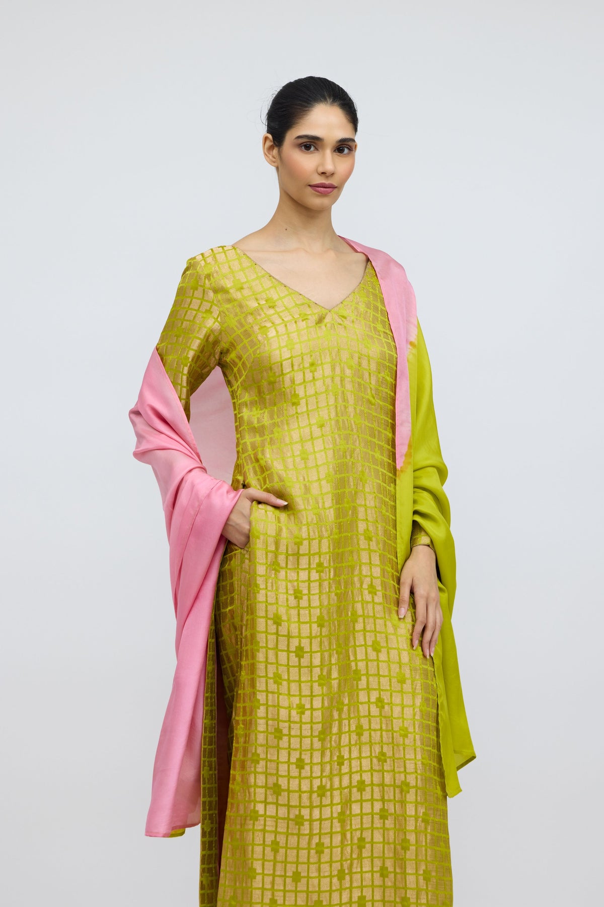 Crescent Field Hand Dyed Silk Dupatta