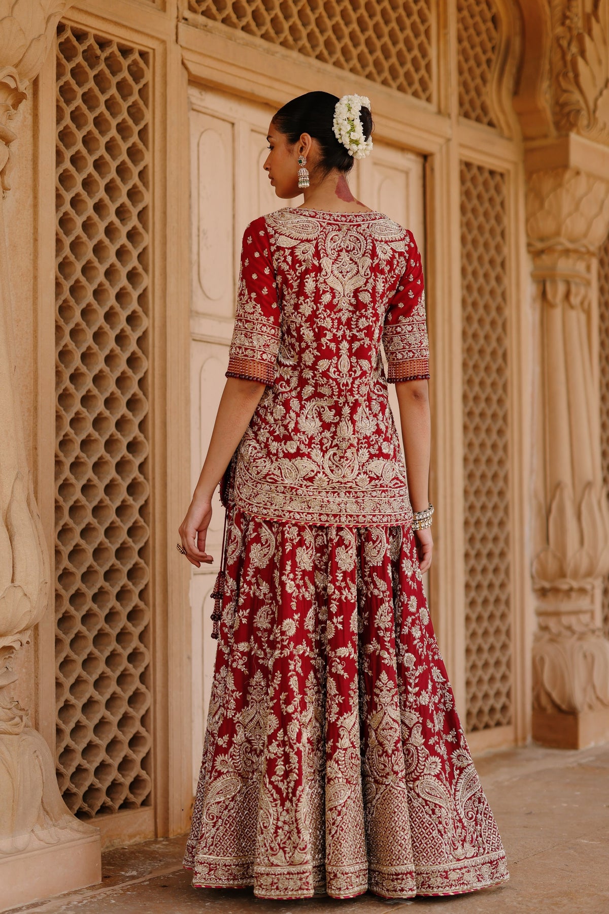 Merab Deep Red Lehenga Set