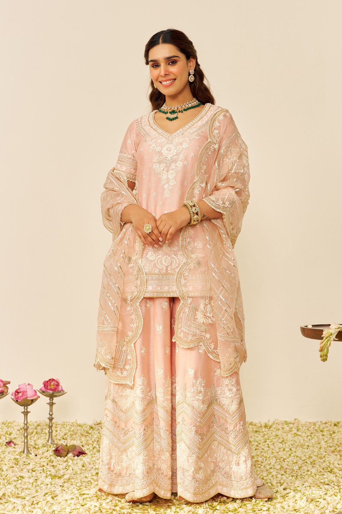 Sameeha Off Rose Sharara Set