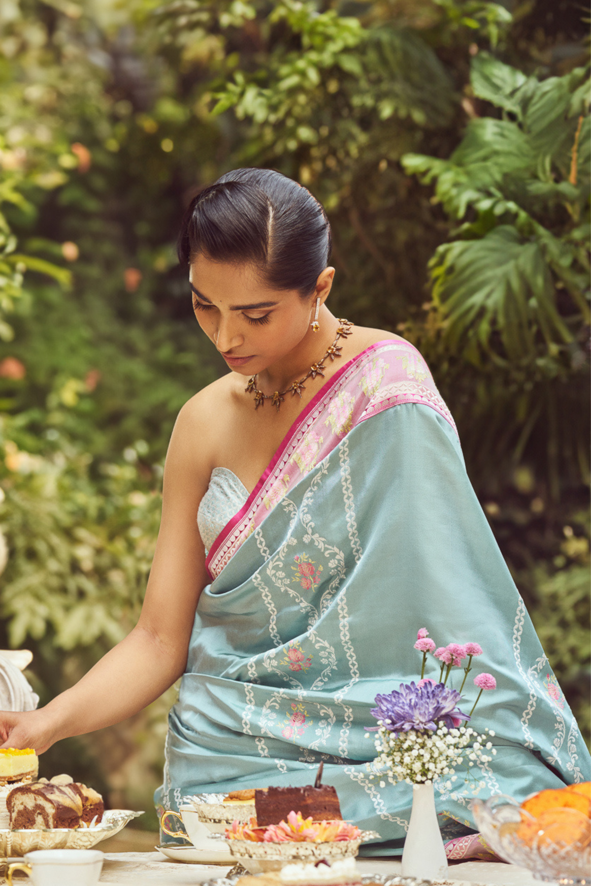 Blue Meenakari Zari Handloom Sari